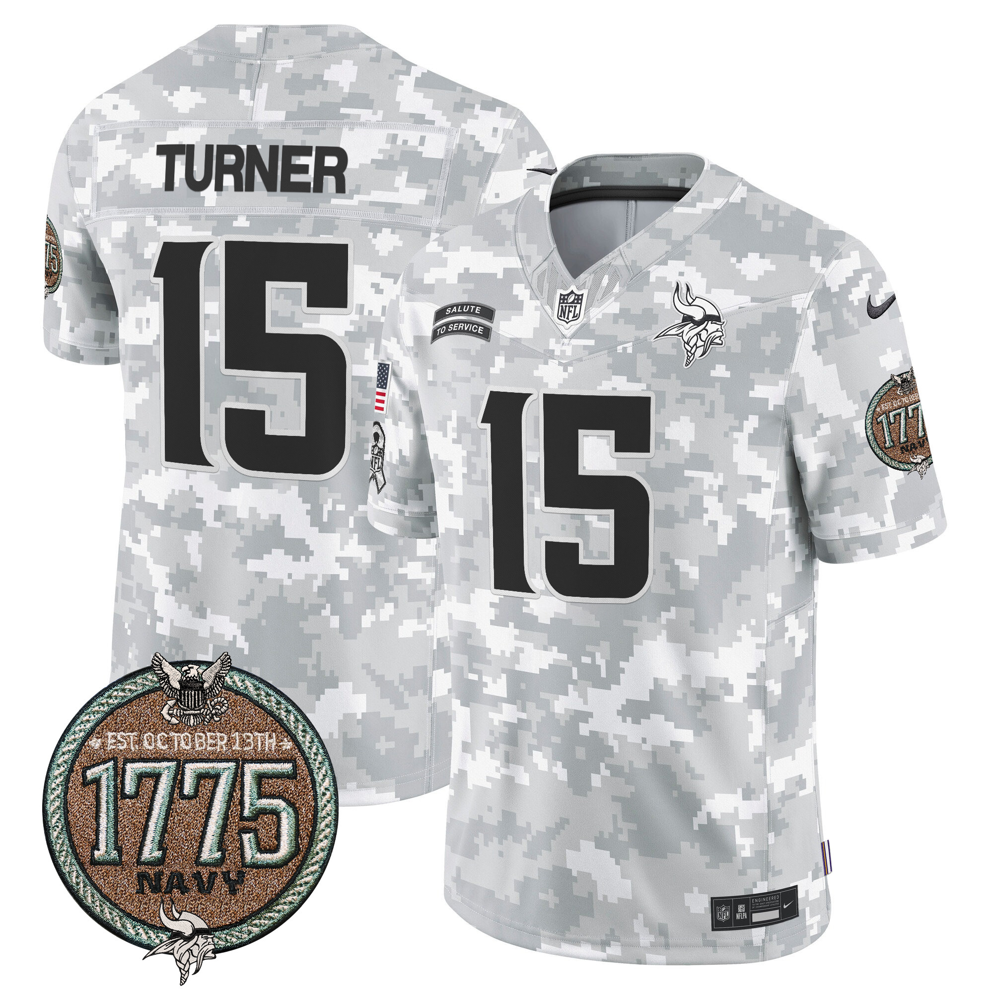 Men's Vikings 2024 Salute to Service Establishment Year Patch Vapor Limited Jersey - All Stitched - Image 22