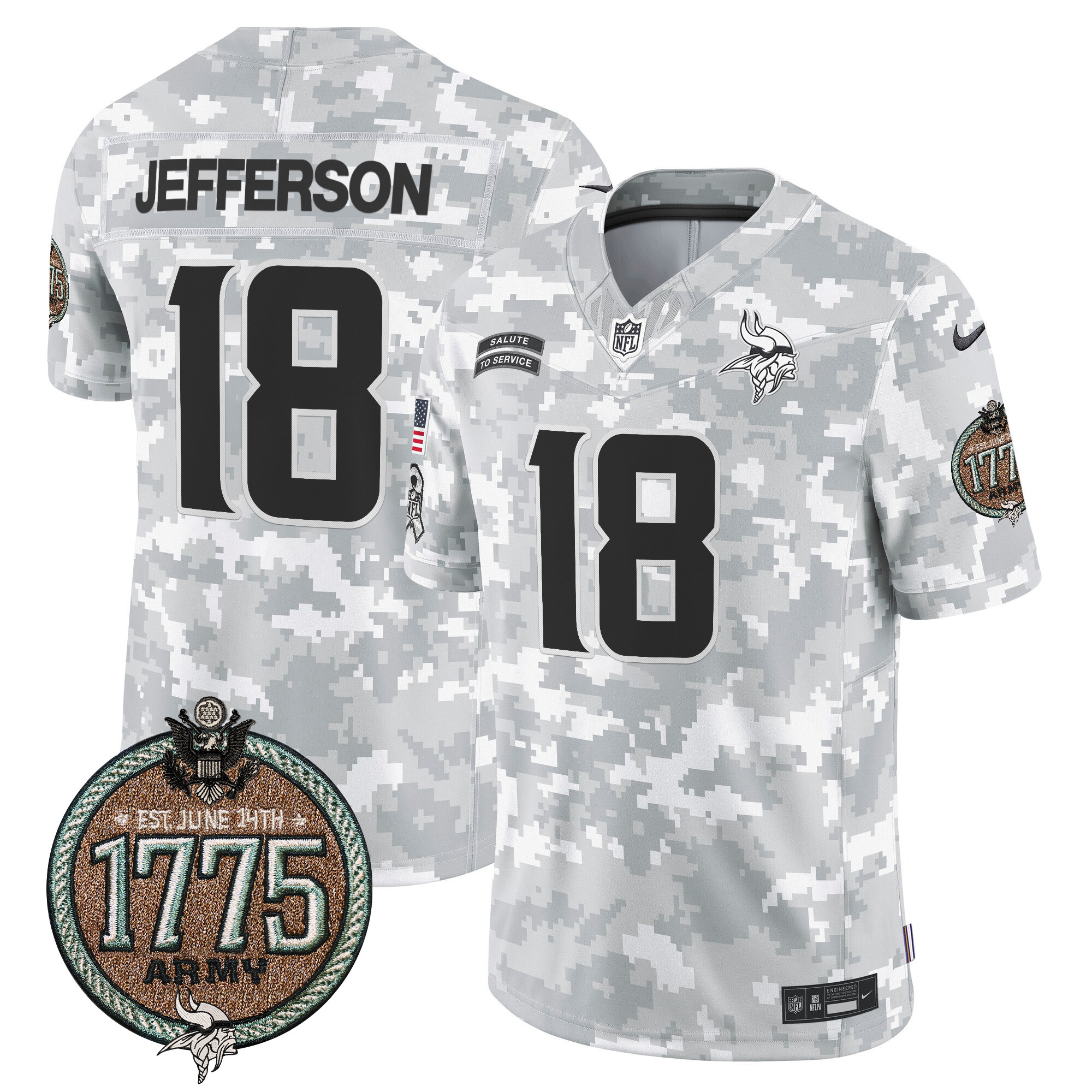 Men's Vikings 2024 Salute to Service Establishment Year Patch Vapor Limited Jersey - All Stitched - Image 11