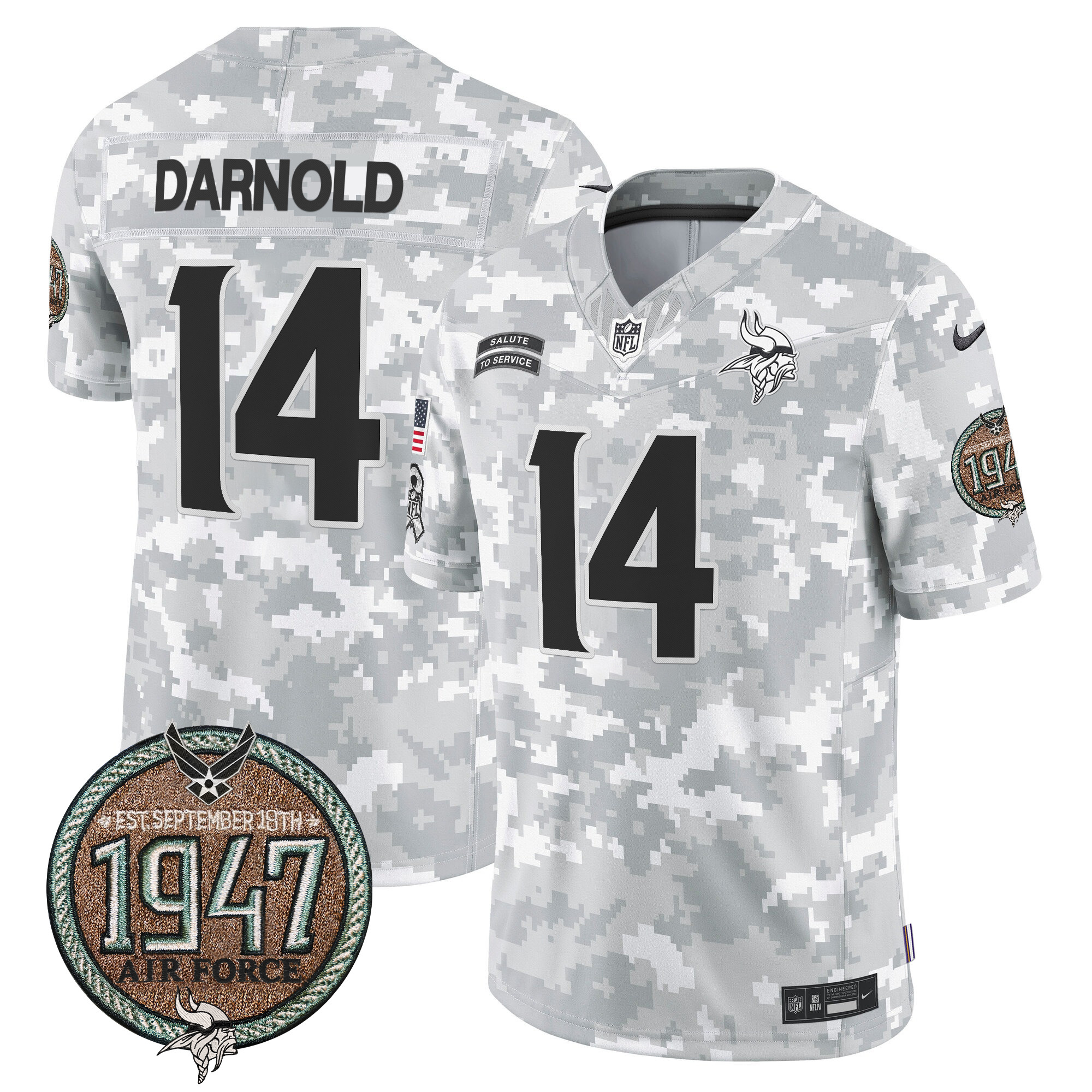 Men's Vikings 2024 Salute to Service Establishment Year Patch Vapor Limited Jersey - All Stitched - Image 28