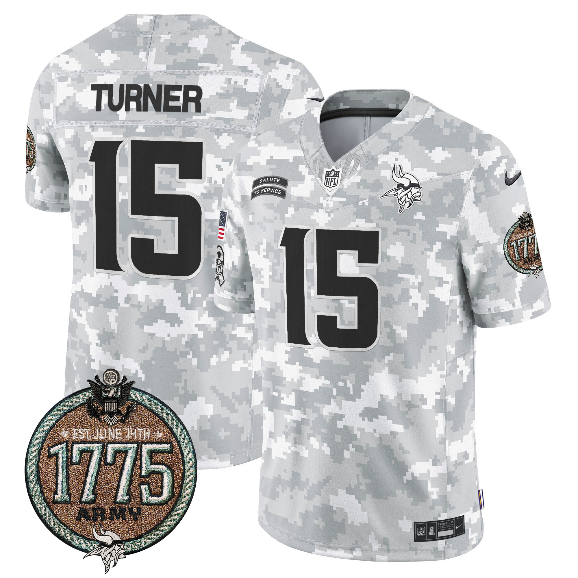Men's Vikings 2024 Salute to Service Establishment Year Patch Vapor Limited Jersey - All Stitched - Image 13