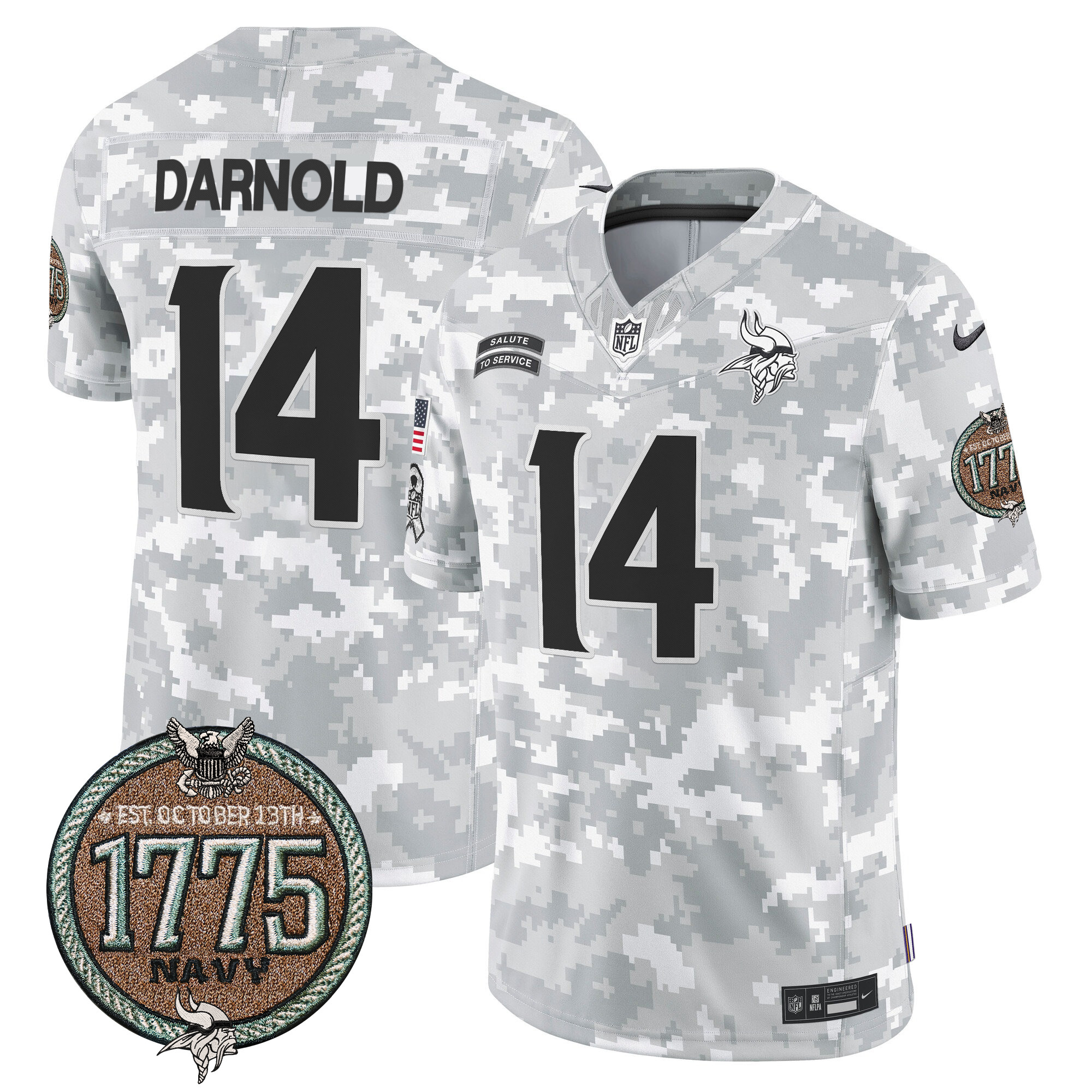 Men's Vikings 2024 Salute to Service Establishment Year Patch Vapor Limited Jersey - All Stitched - Image 19