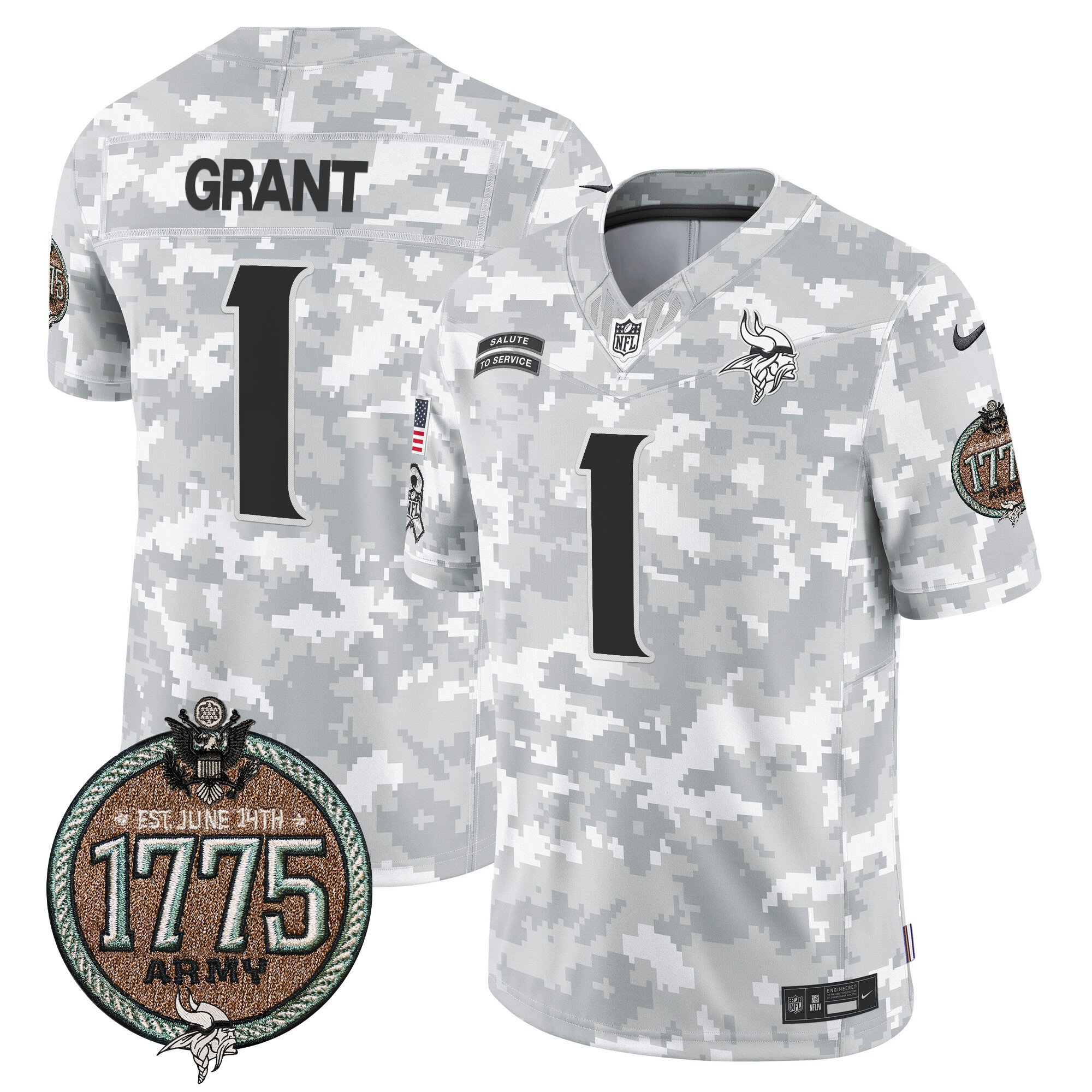 Men's Vikings 2024 Salute to Service Establishment Year Patch Vapor Limited Jersey - All Stitched - Image 15