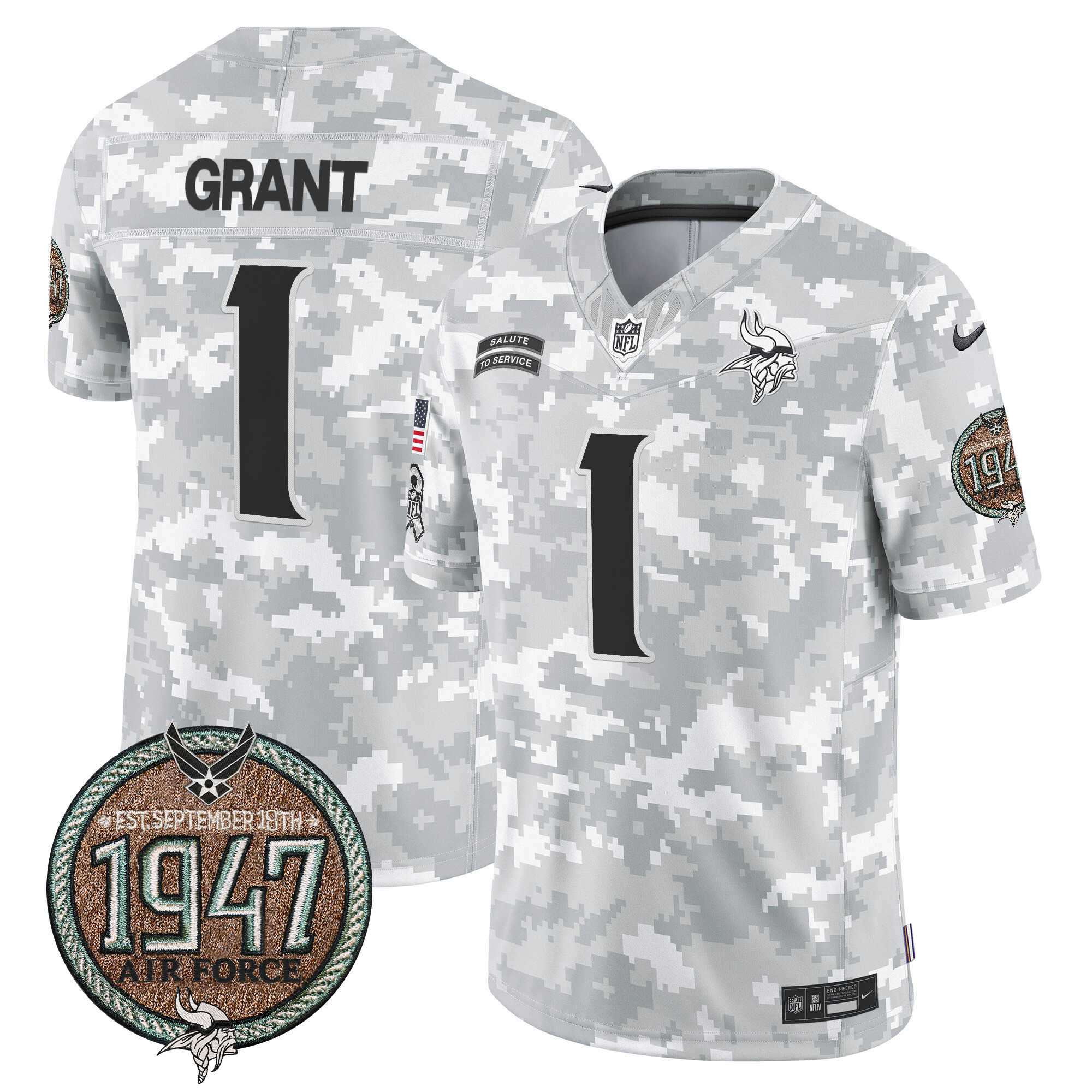 Men's Vikings 2024 Salute to Service Establishment Year Patch Vapor Limited Jersey - All Stitched - Image 33