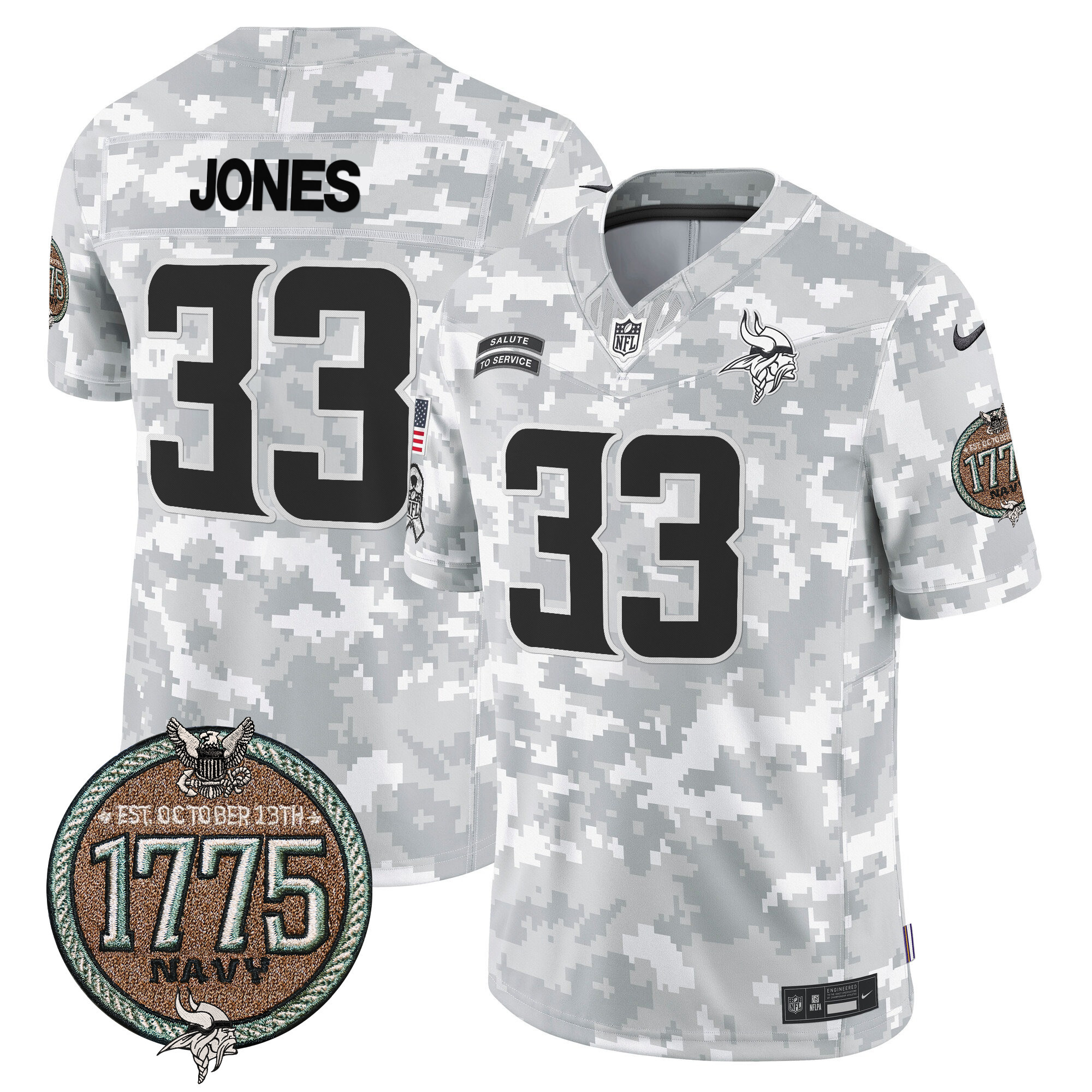 Men's Vikings 2024 Salute to Service Establishment Year Patch Vapor Limited Jersey - All Stitched - Image 23