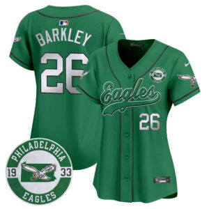 Women's Eagles Est. 1933 Patch Patch Kelly Green Vapor Baseball Jersey - All Stitched