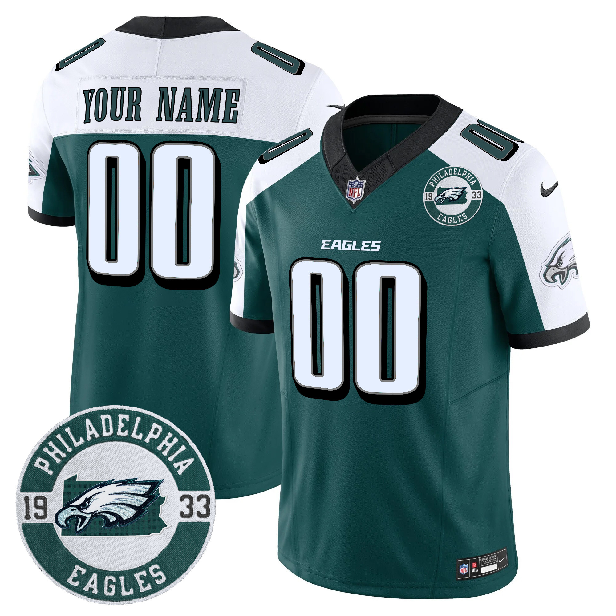 Eagles 2024 Vapor Limited Custom Jersey - Est. 1933 Patch - All Stitched - Image 4