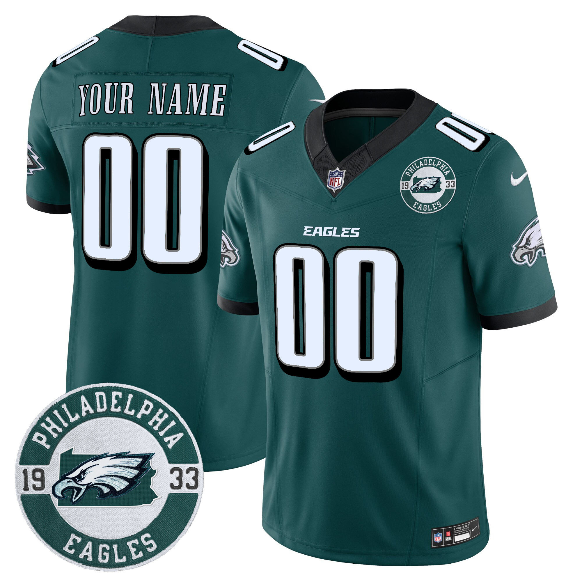 Eagles 2024 Vapor Limited Custom Jersey - Est. 1933 Patch - All Stitched