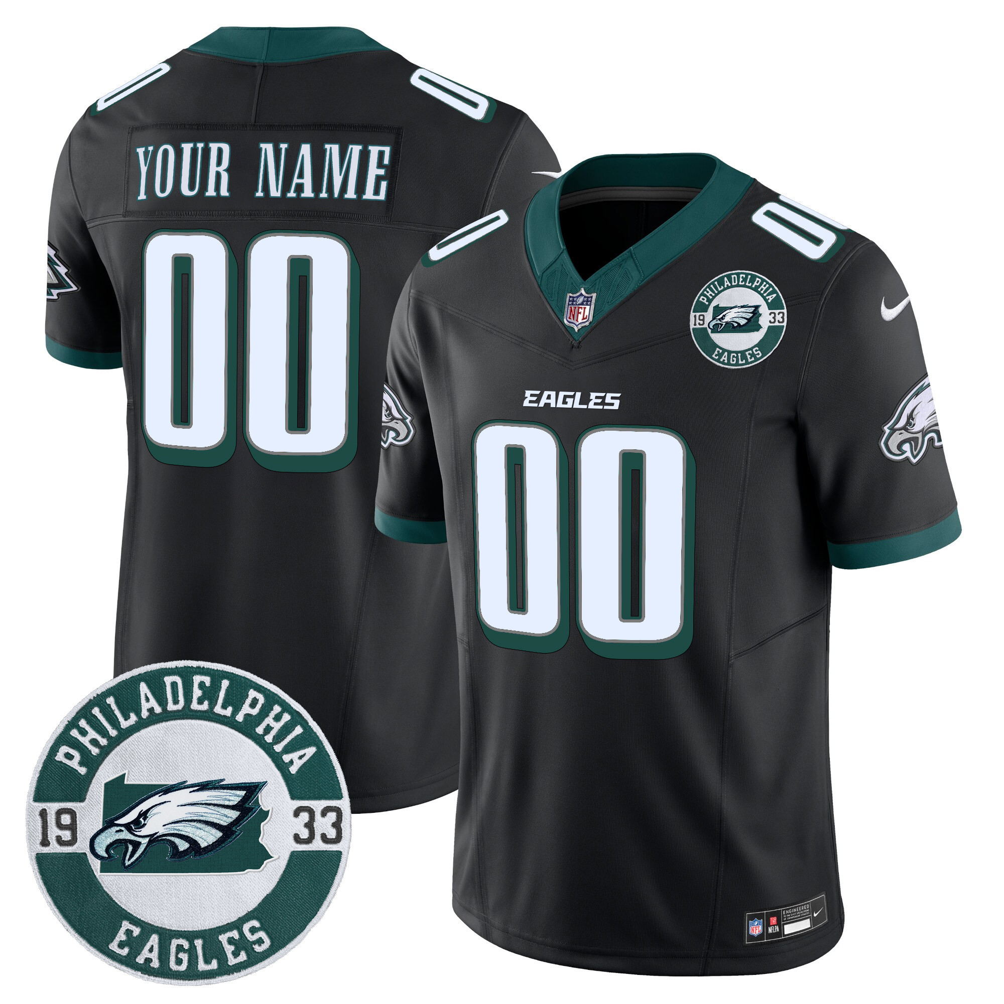 Eagles 2024 Vapor Limited Custom Jersey - Est. 1933 Patch - All Stitched - Image 3