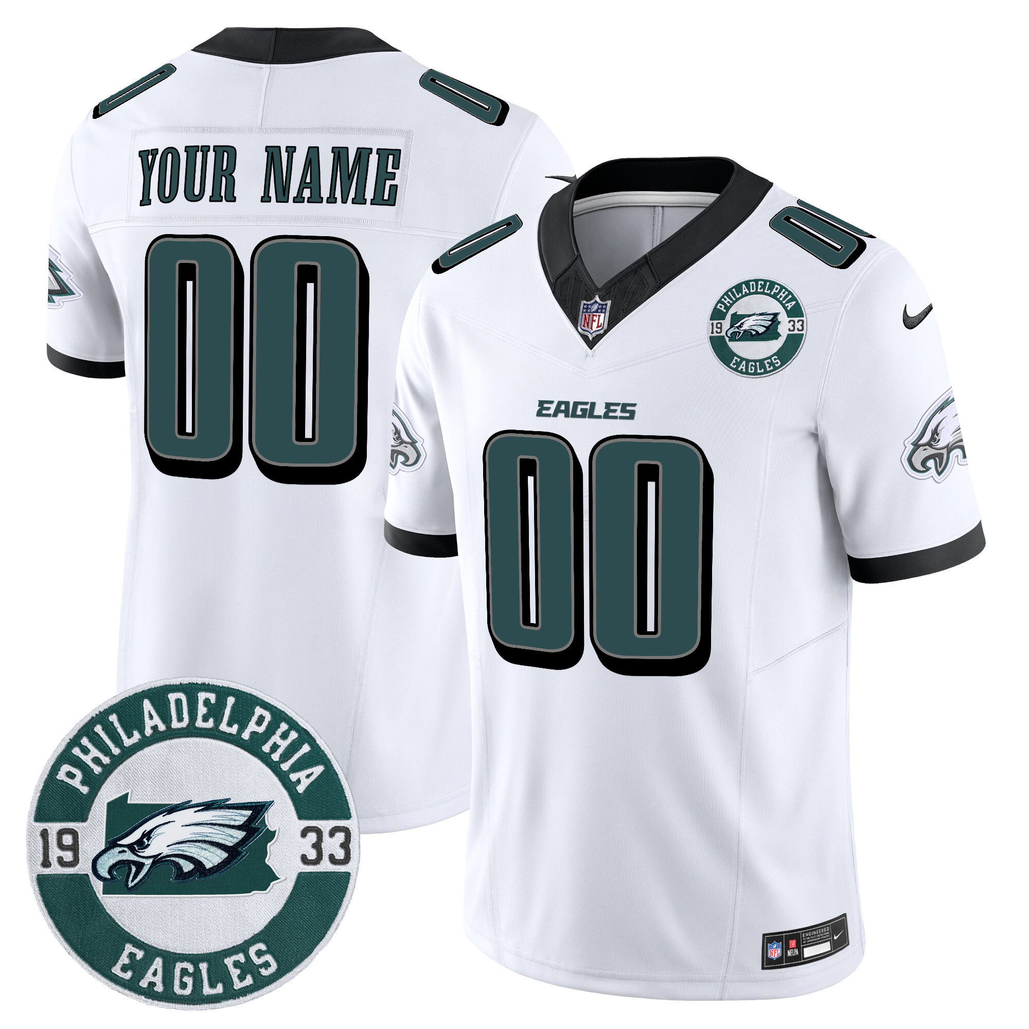 Eagles 2024 Vapor Limited Custom Jersey - Est. 1933 Patch - All Stitched - Image 2