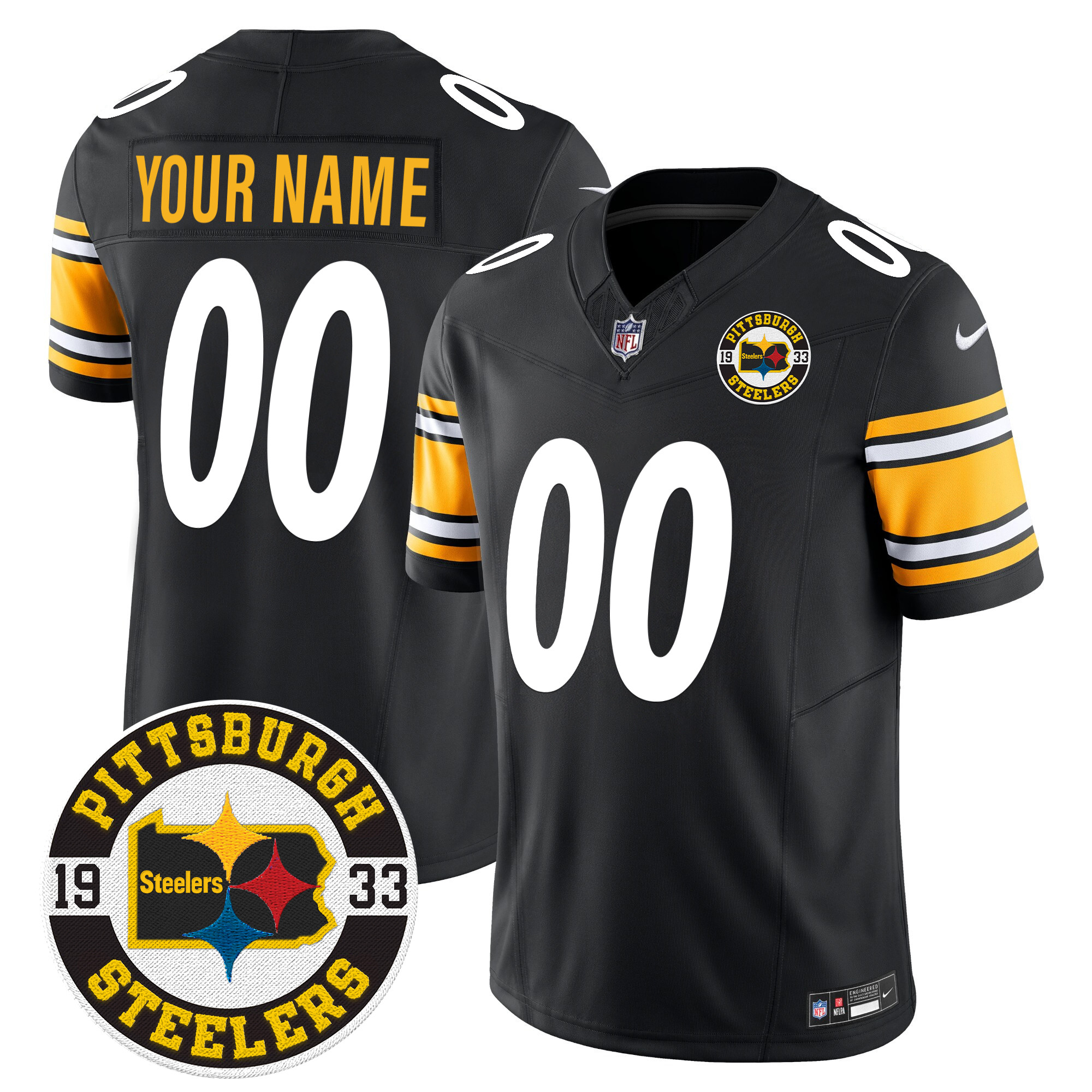 Steelers 2024 Vapor Limited Custom Jersey - Est 1933 Patch - All Stitched - Image 3