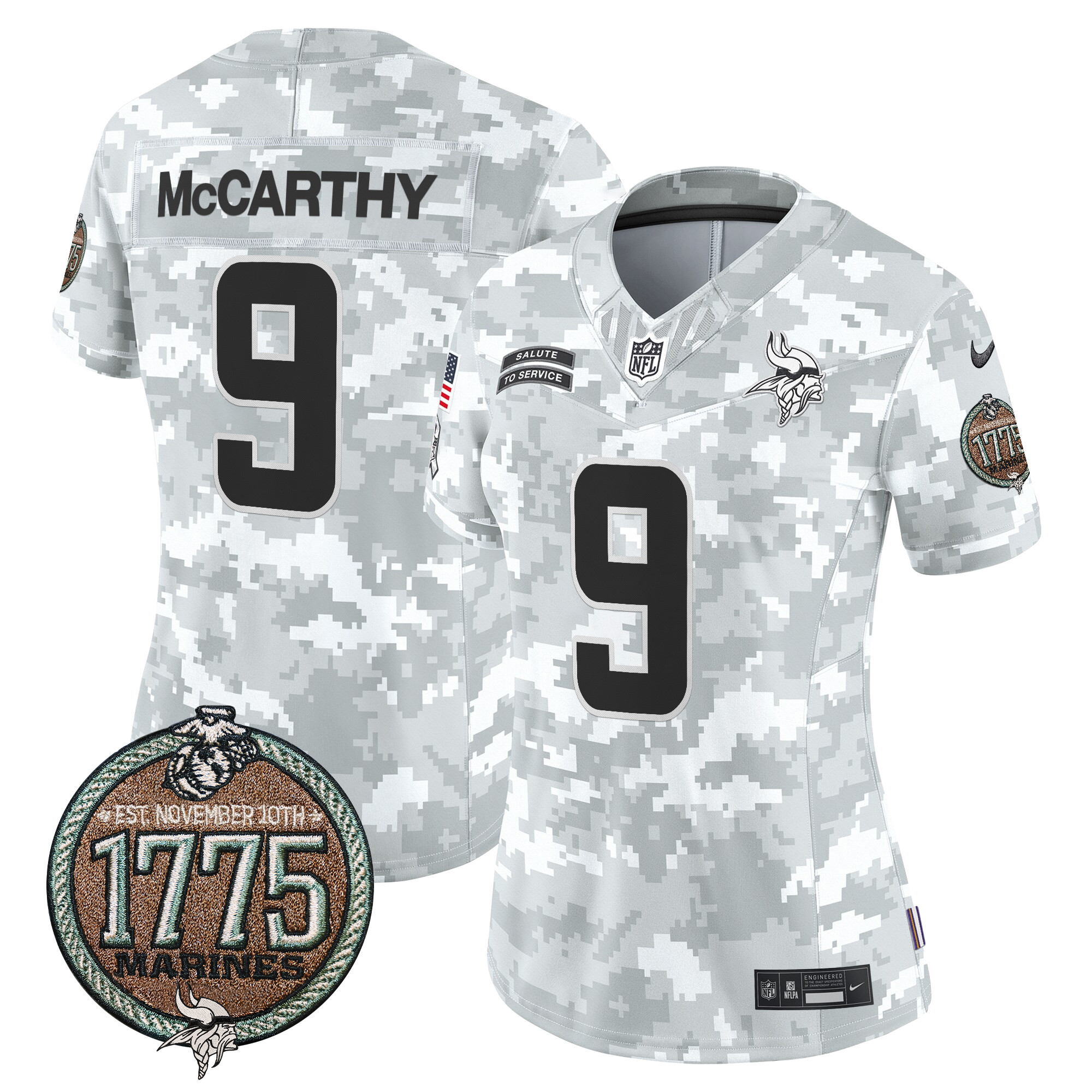 Women's Vikings 2024 Salute to Service Establishment Year Patch Vapor Limited Jersey - All Stitched - Image 3