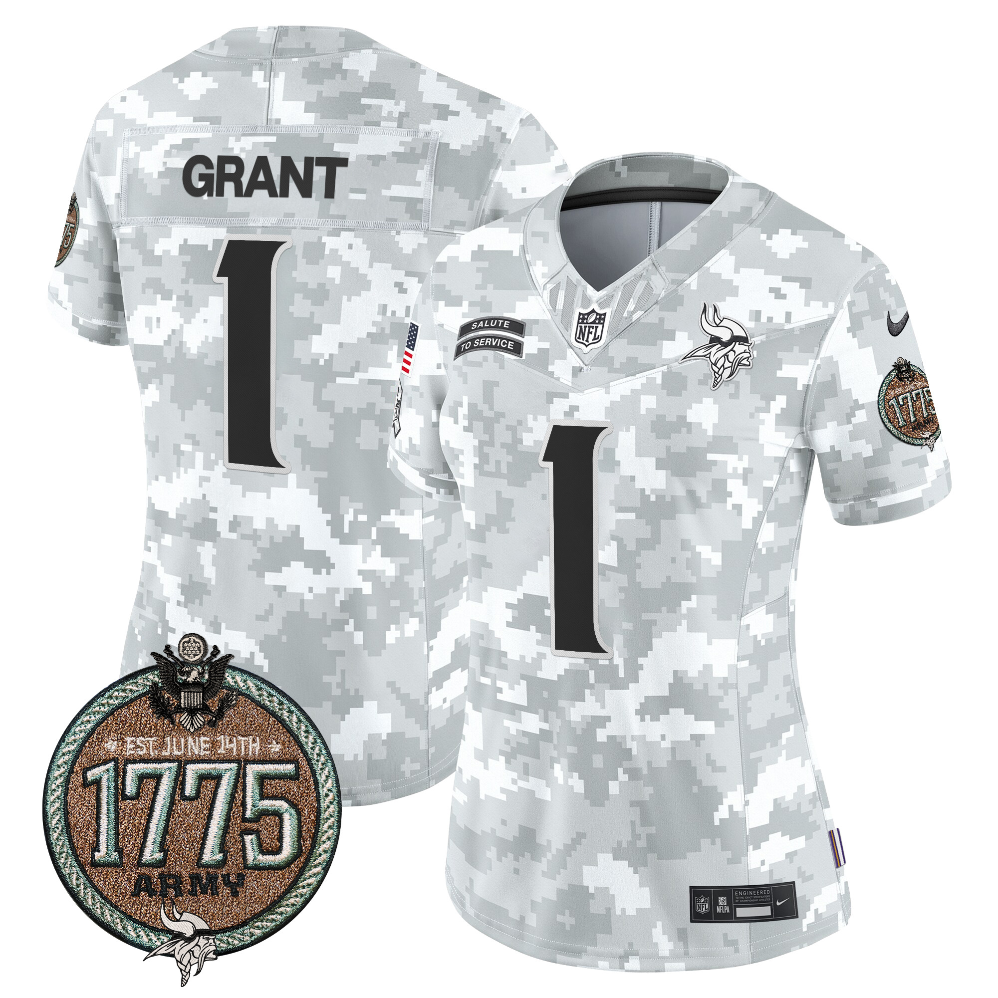 Women's Vikings 2024 Salute to Service Establishment Year Patch Vapor Limited Jersey - All Stitched - Image 15