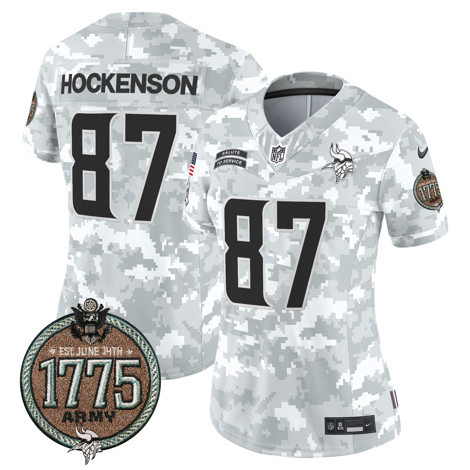 Women's Vikings 2024 Salute to Service Establishment Year Patch Vapor Limited Jersey - All Stitched - Image 17