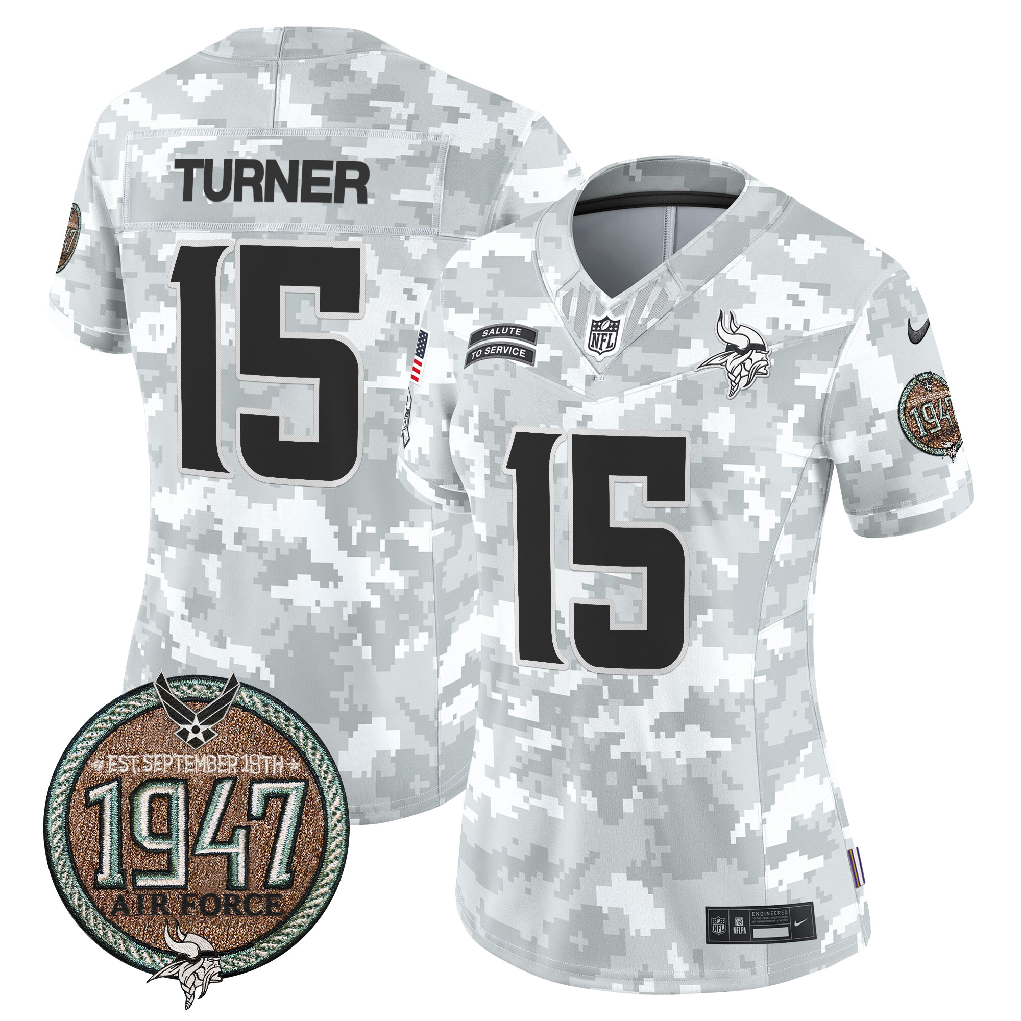 Women's Vikings 2024 Salute to Service Establishment Year Patch Vapor Limited Jersey - All Stitched - Image 31