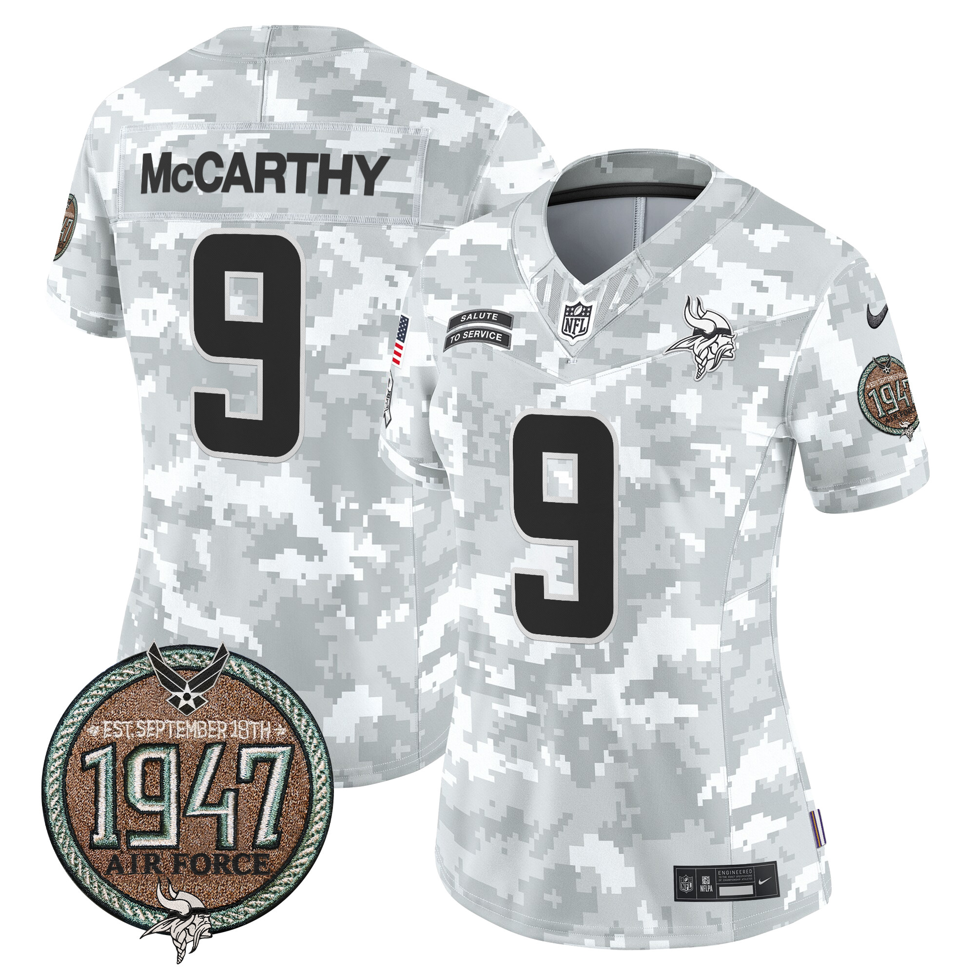 Women's Vikings 2024 Salute to Service Establishment Year Patch Vapor Limited Jersey - All Stitched - Image 30