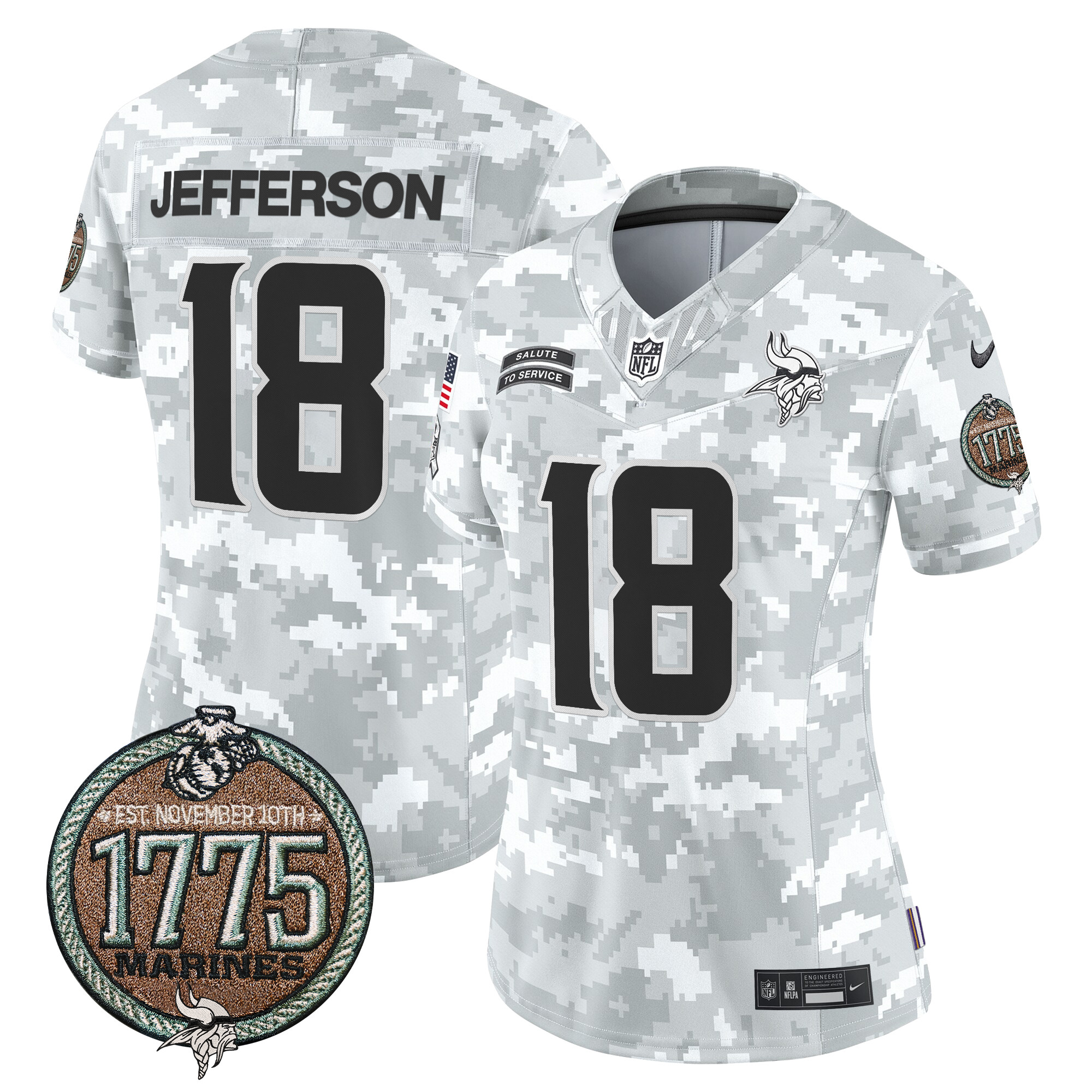 Women's Vikings 2024 Salute to Service Establishment Year Patch Vapor Limited Jersey - All Stitched - Image 2