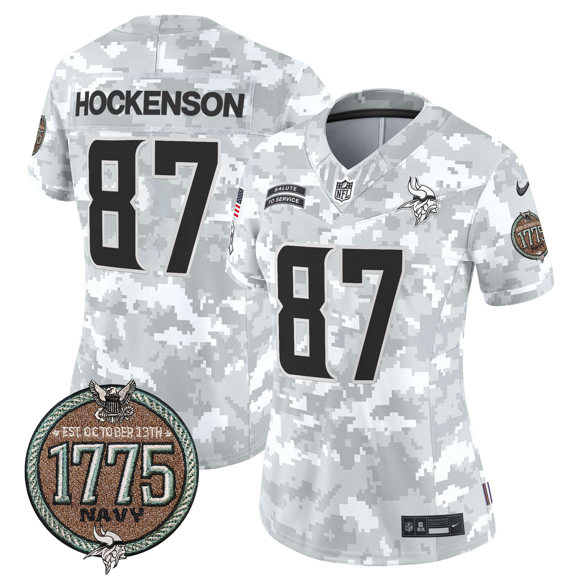 Women's Vikings 2024 Salute to Service Establishment Year Patch Vapor Limited Jersey - All Stitched - Image 26
