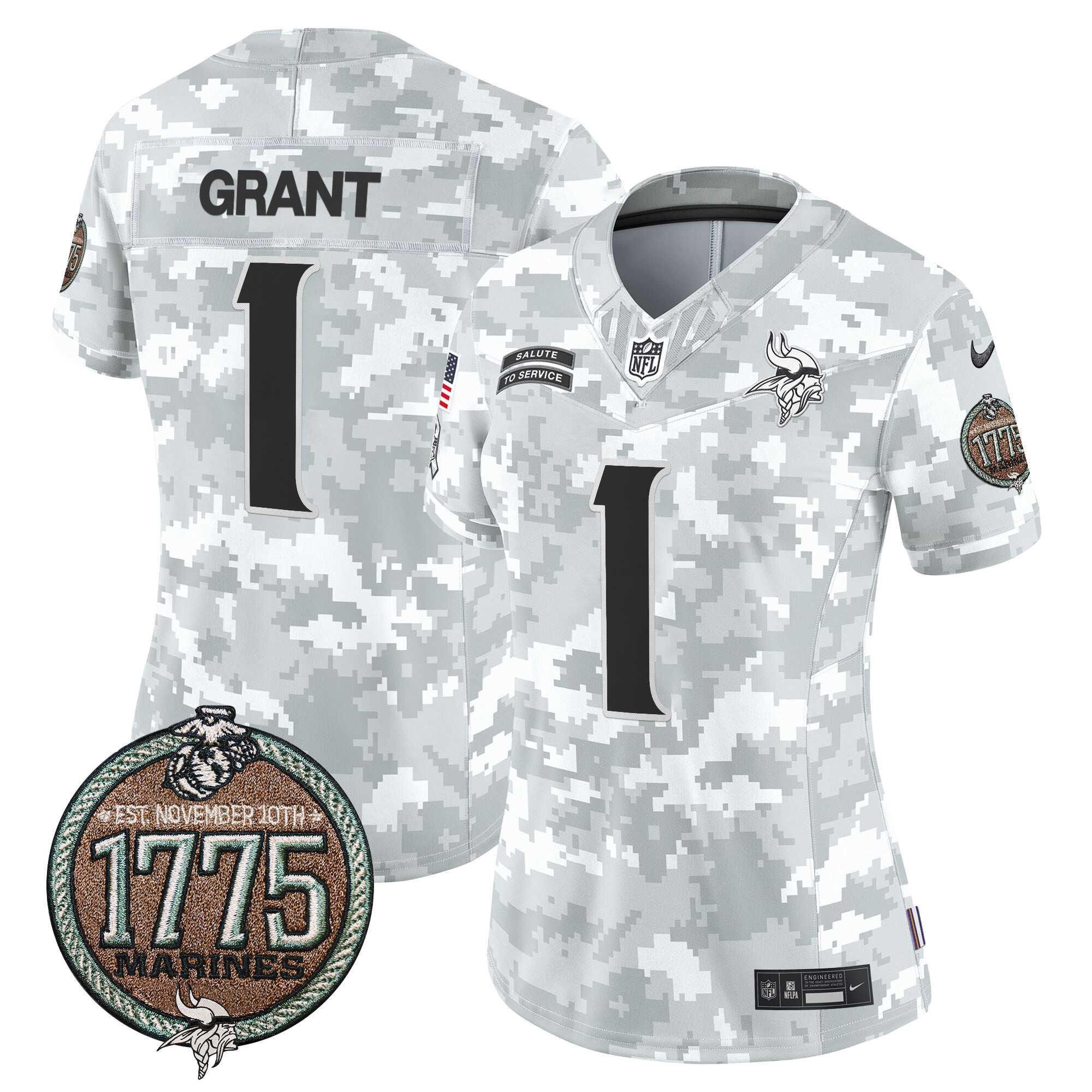 Women's Vikings 2024 Salute to Service Establishment Year Patch Vapor Limited Jersey - All Stitched - Image 6
