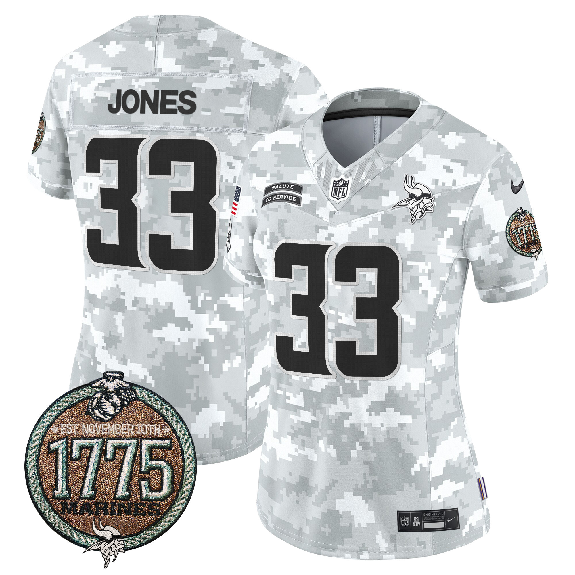 Women's Vikings 2024 Salute to Service Establishment Year Patch Vapor Limited Jersey - All Stitched - Image 5