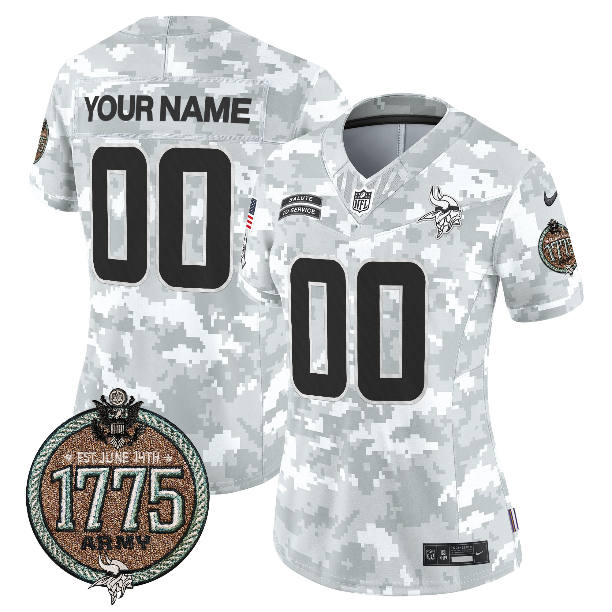Vikings 2024 Salute to Service Establishment Year Patch Vapor Limited Custom Jersey - All Stitched - Image 6