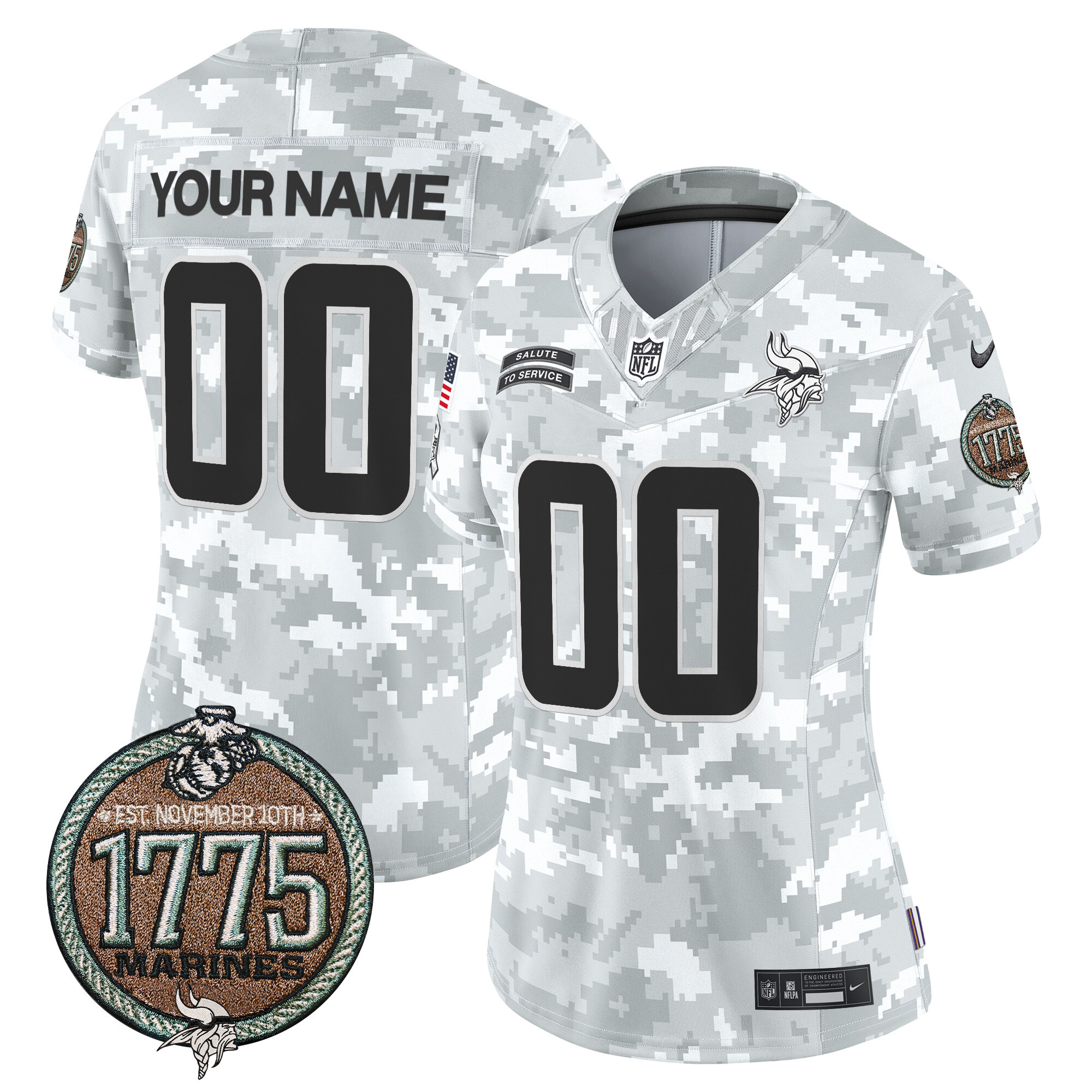 Vikings 2024 Salute to Service Establishment Year Patch Vapor Limited Custom Jersey - All Stitched - Image 5