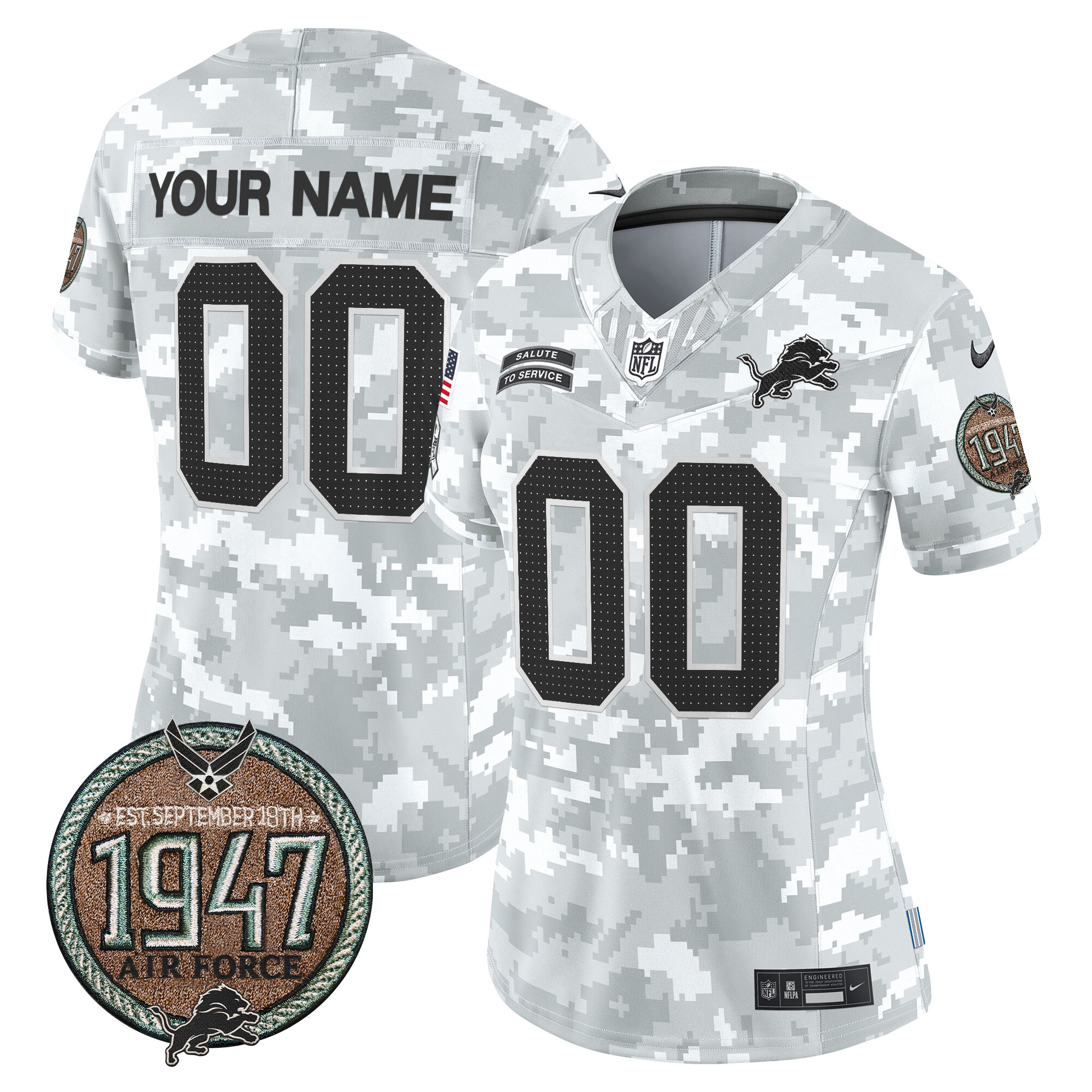 Detroit Lions 2024 Salute to Service Establishment Year Patch Vapor Limited Custom Jersey - All Stitched - Image 8