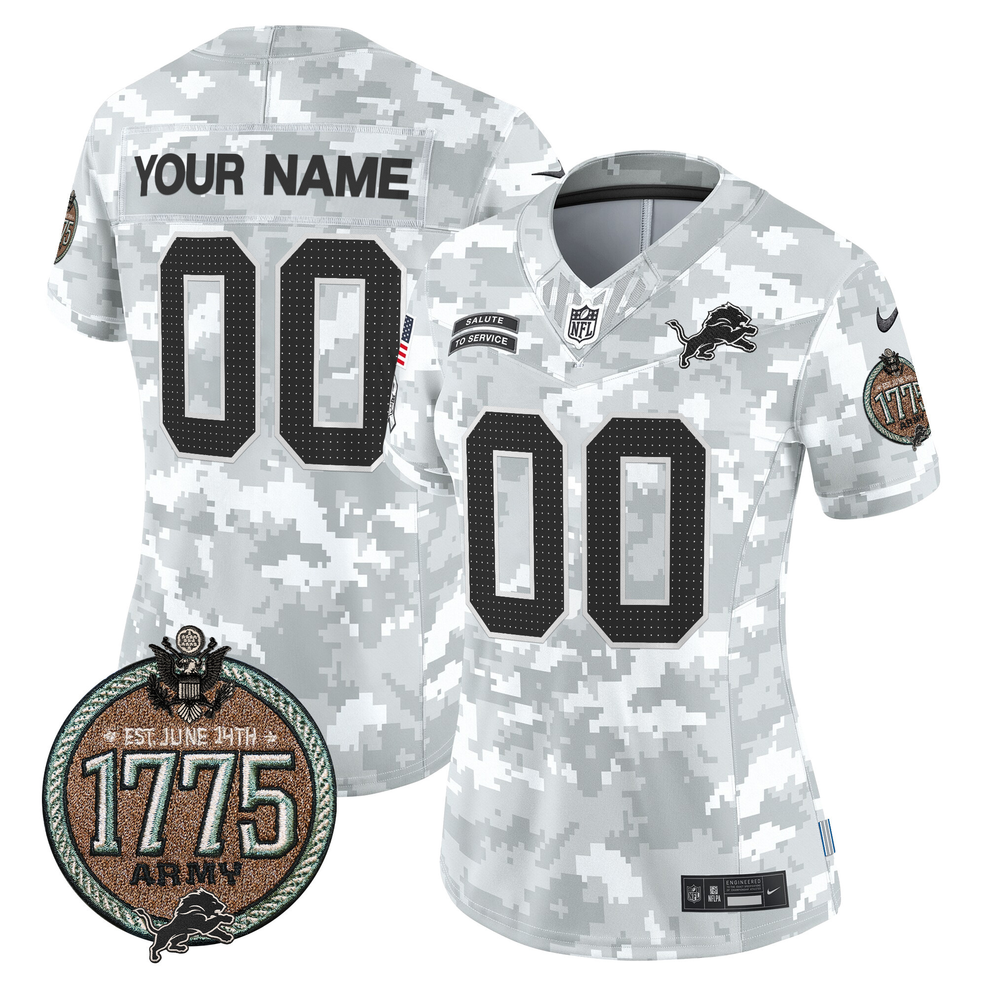Detroit Lions 2024 Salute to Service Establishment Year Patch Vapor Limited Custom Jersey - All Stitched - Image 6