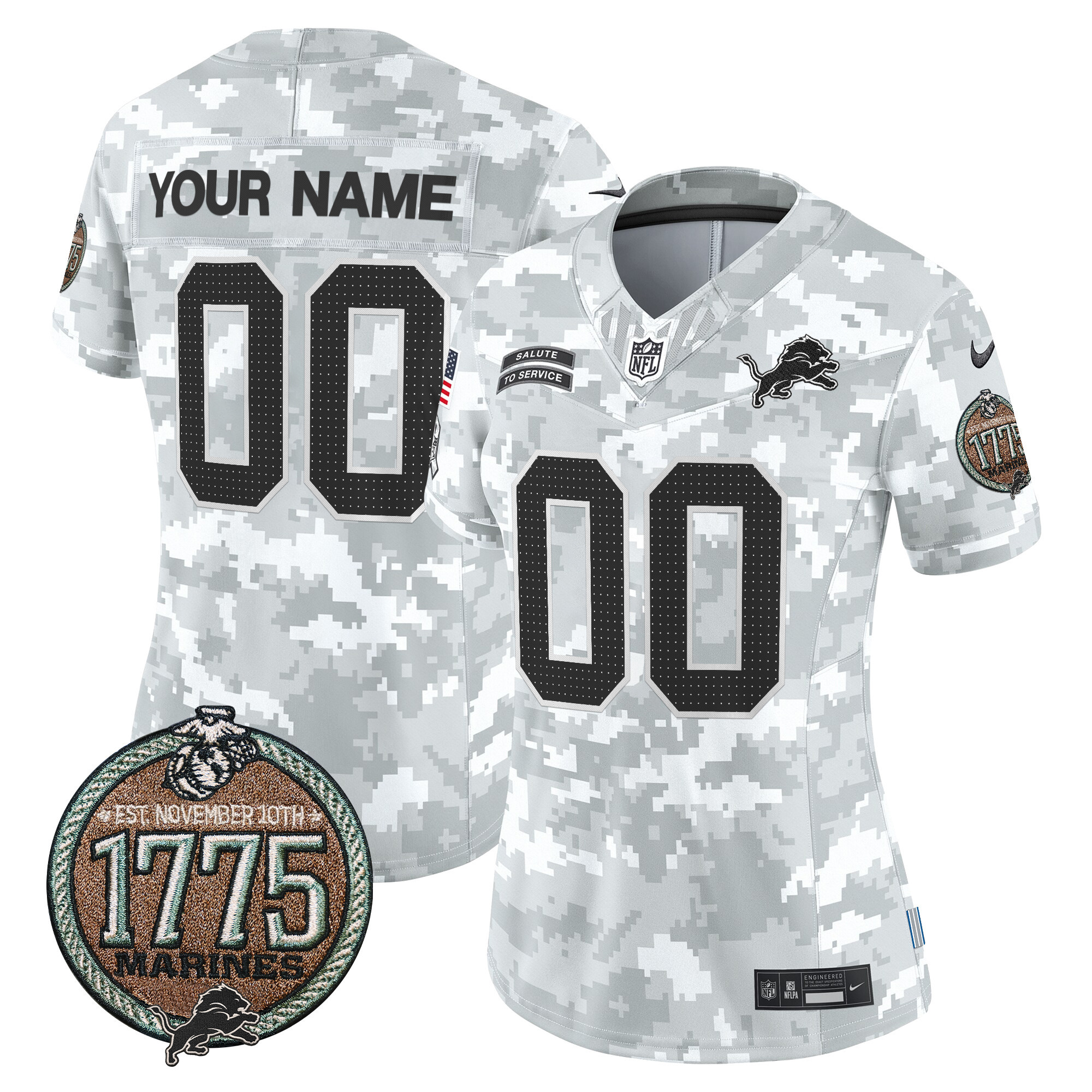 Detroit Lions 2024 Salute to Service Establishment Year Patch Vapor Limited Custom Jersey - All Stitched - Image 5