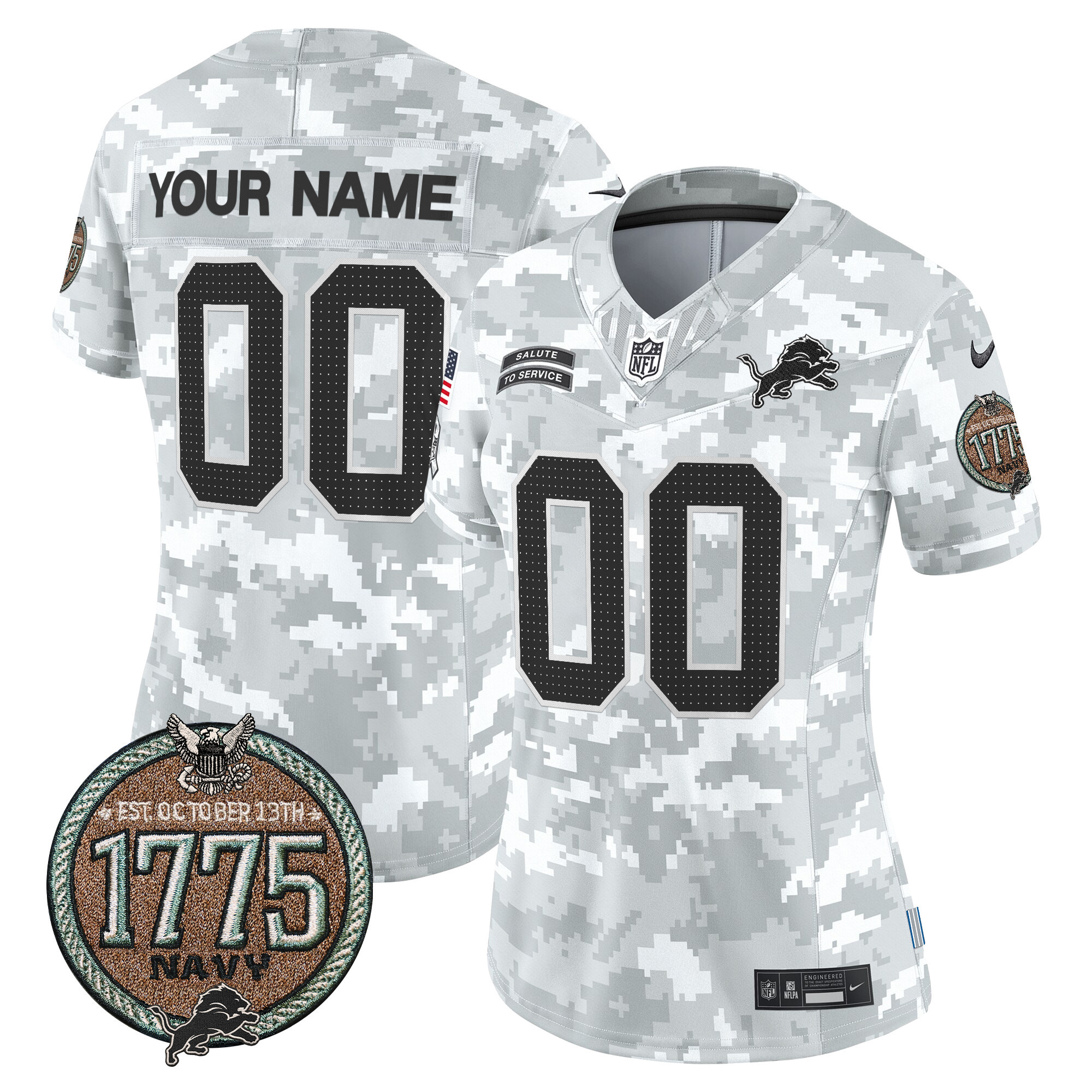 Detroit Lions 2024 Salute to Service Establishment Year Patch Vapor Limited Custom Jersey - All Stitched - Image 7