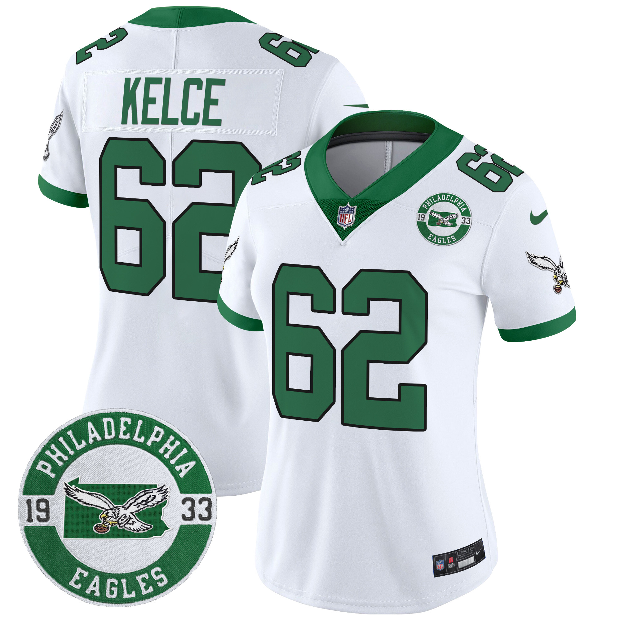 Women's Philadelphia Eagles 2024 Throwback Vapor Limited Jersey - Est. 1933 Patch - All Stitched - Image 4