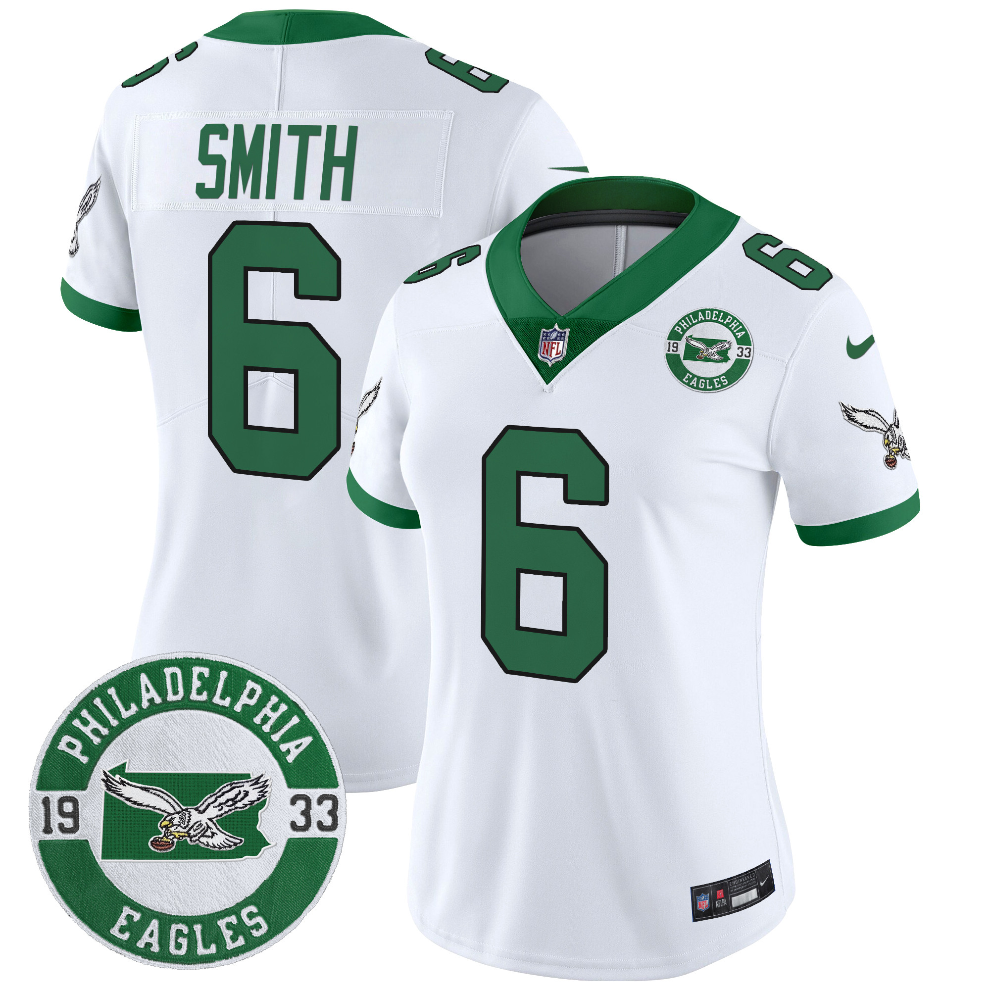 Women's Philadelphia Eagles 2024 Throwback Vapor Limited Jersey - Est. 1933 Patch - All Stitched - Image 5