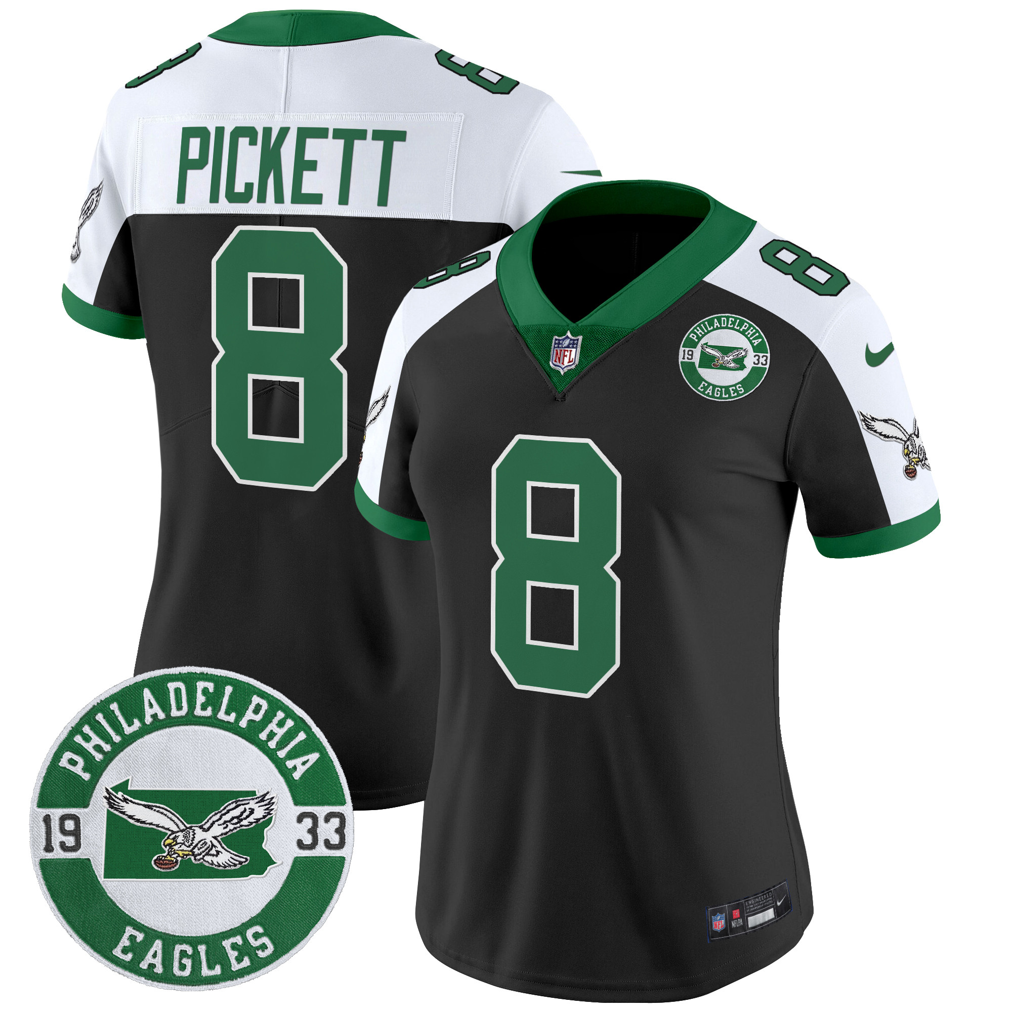 Women's Philadelphia Eagles 2024 Throwback Vapor Limited Jersey - Est. 1933 Patch - All Stitched - Image 10