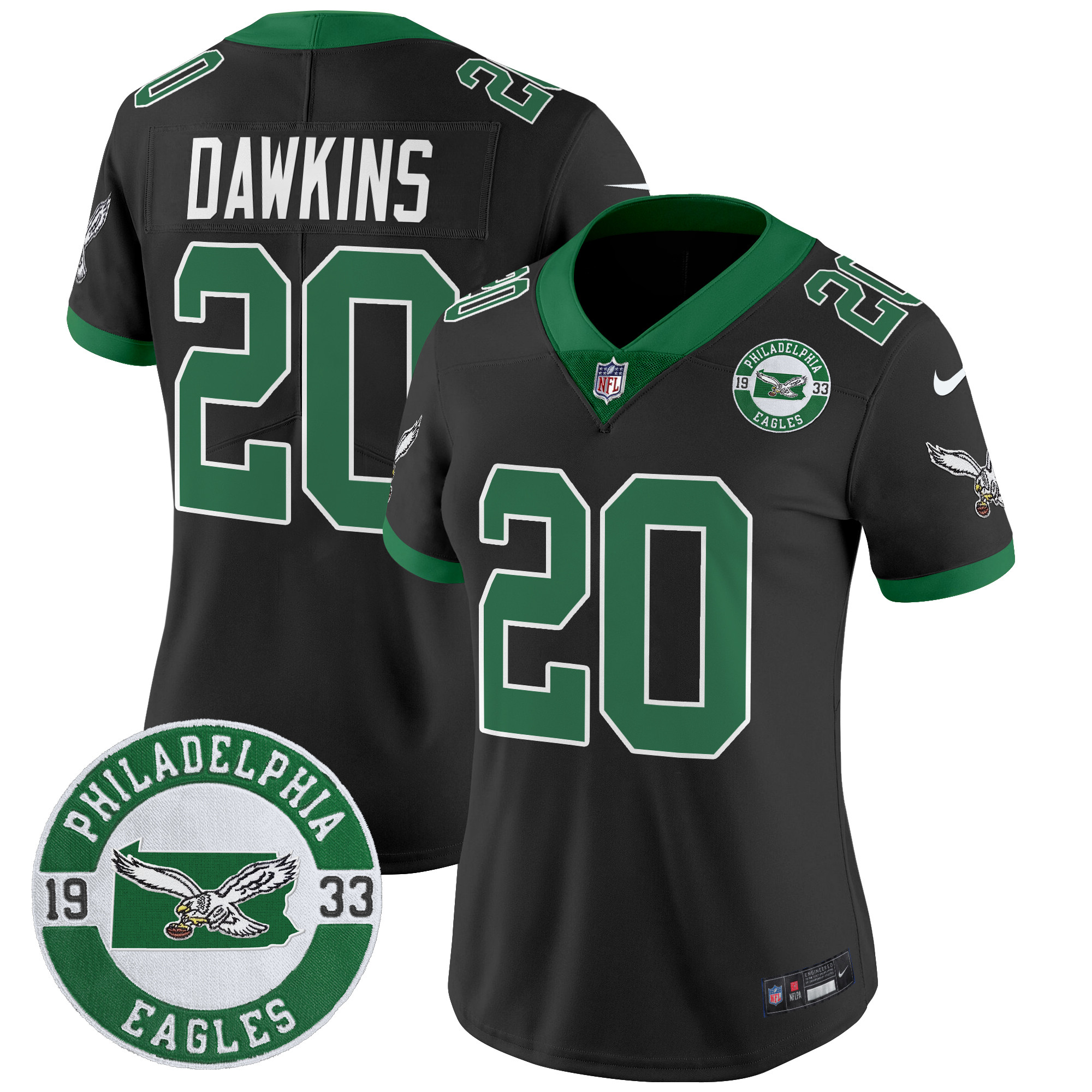 Women's Philadelphia Eagles 2024 Throwback Vapor Limited Jersey - Est. 1933 Patch - All Stitched - Image 40