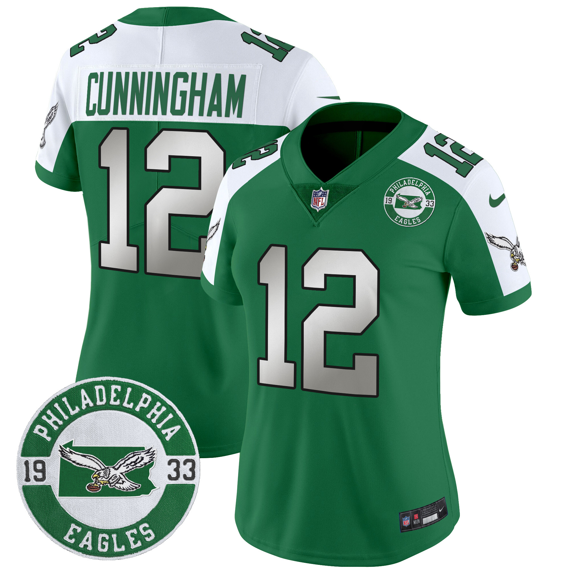 Women's Philadelphia Eagles 2024 Throwback Vapor Limited Jersey - Est. 1933 Patch - All Stitched - Image 22