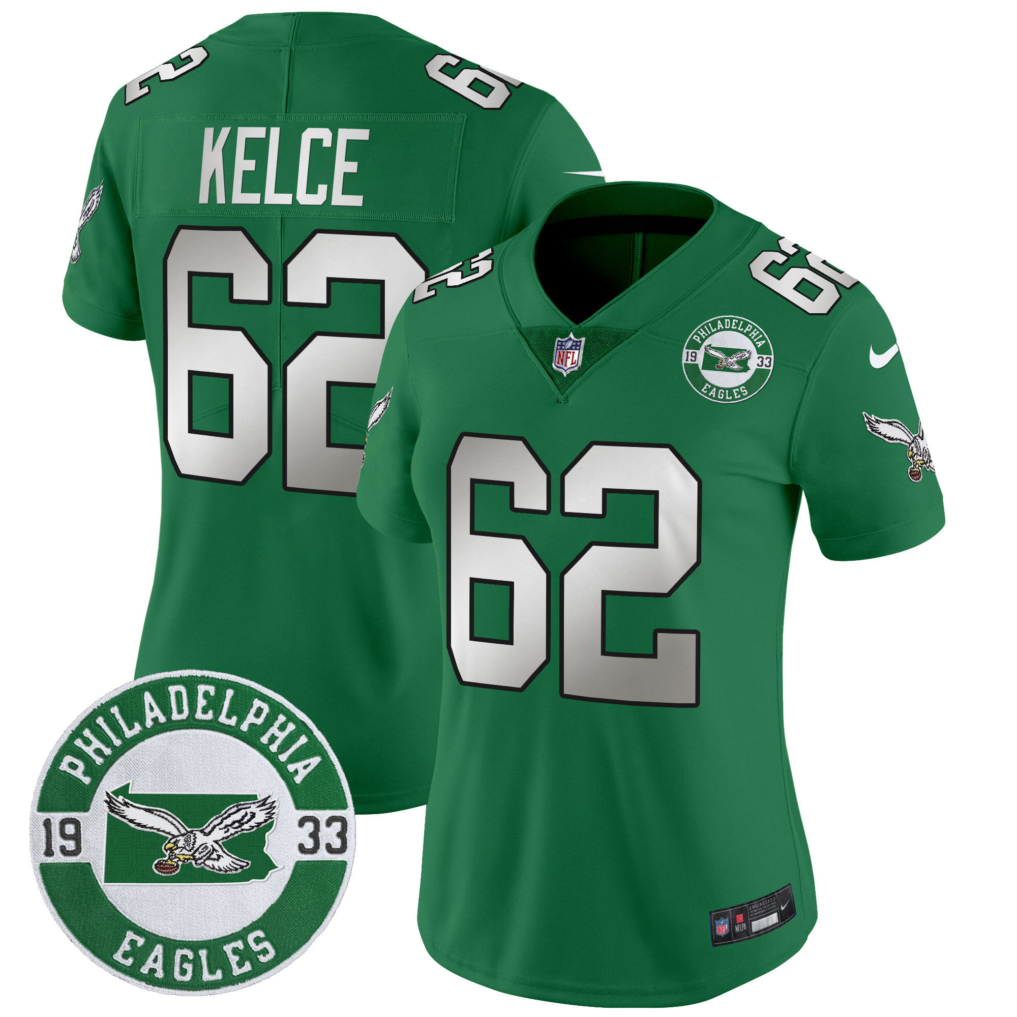 Women's Philadelphia Eagles 2024 Throwback Vapor Limited Jersey - Est. 1933 Patch - All Stitched - Image 28