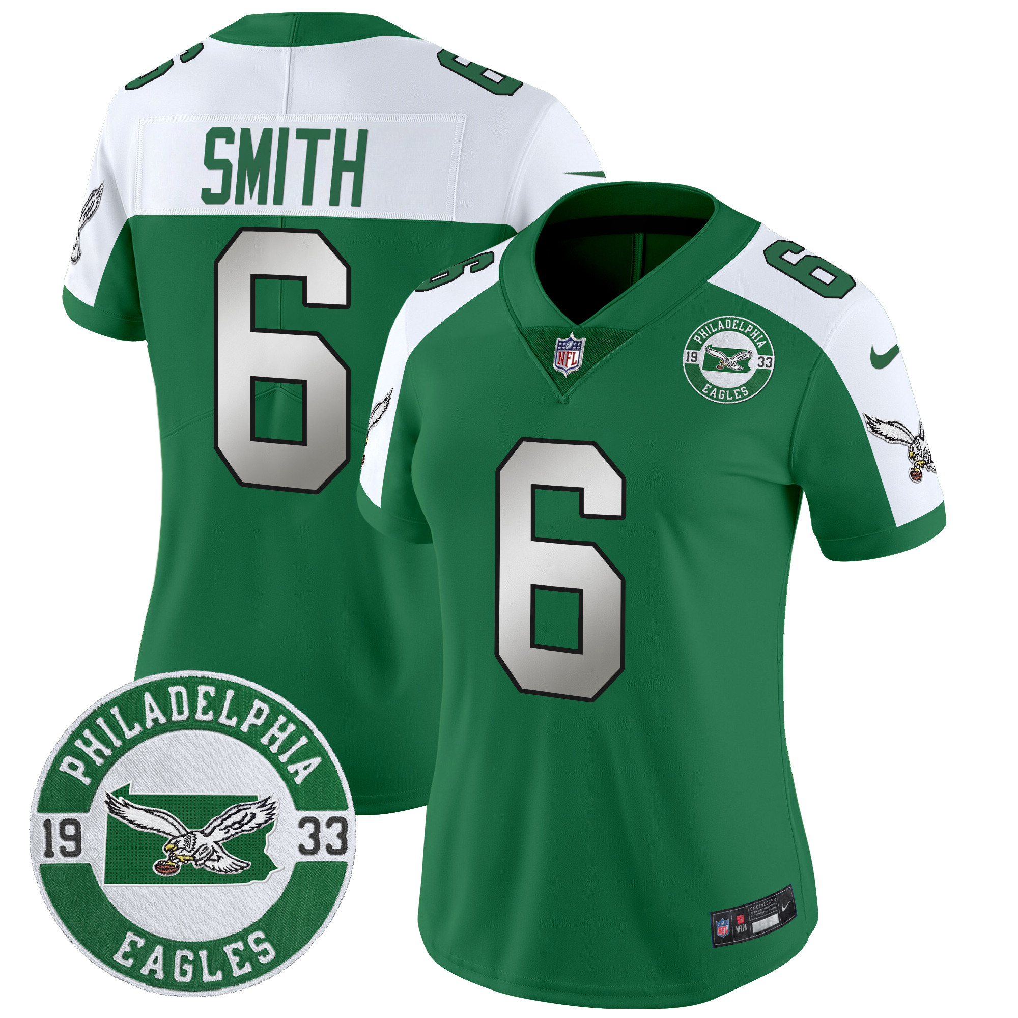 Women's Philadelphia Eagles 2024 Throwback Vapor Limited Jersey - Est. 1933 Patch - All Stitched - Image 21