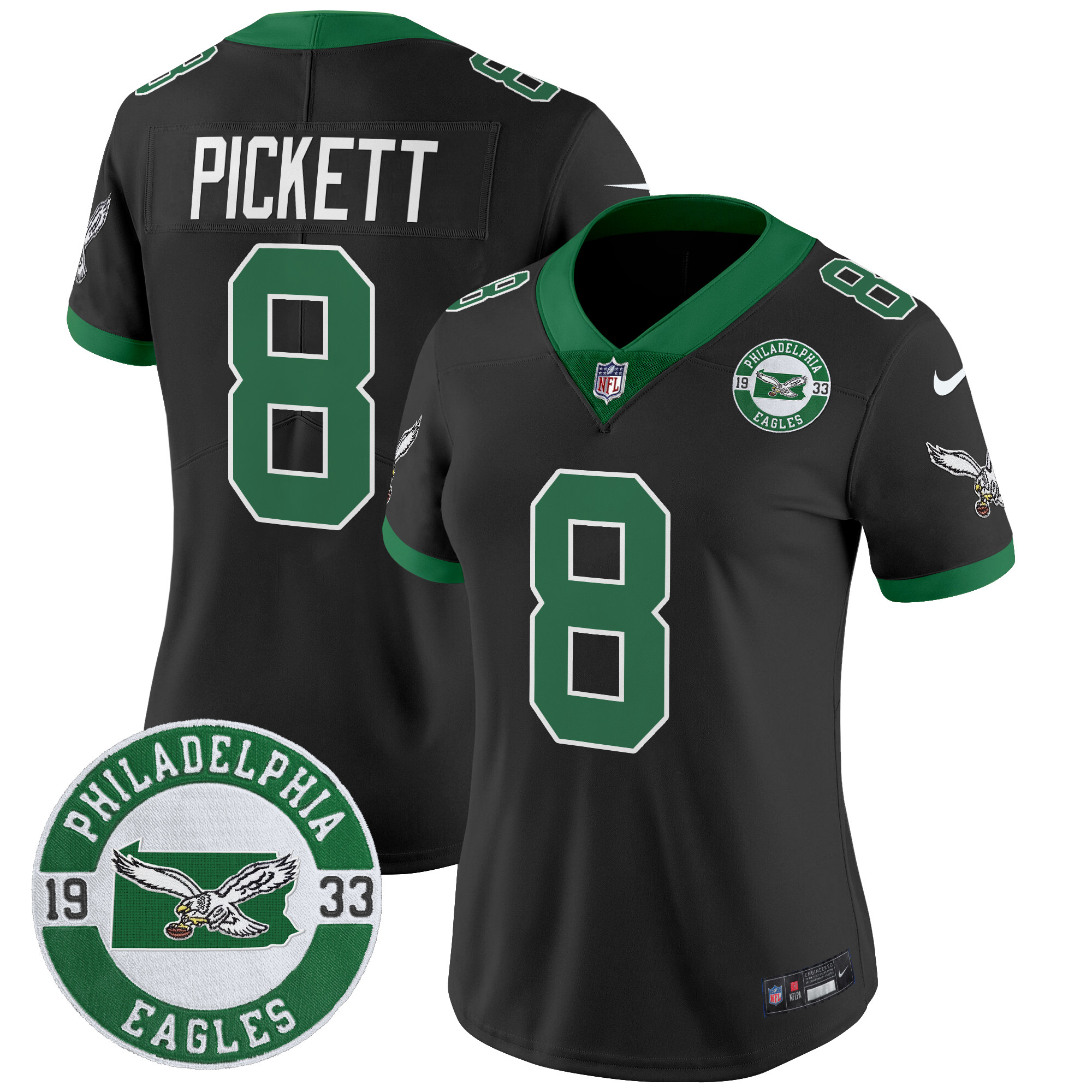 Women's Philadelphia Eagles 2024 Throwback Vapor Limited Jersey - Est. 1933 Patch - All Stitched - Image 34