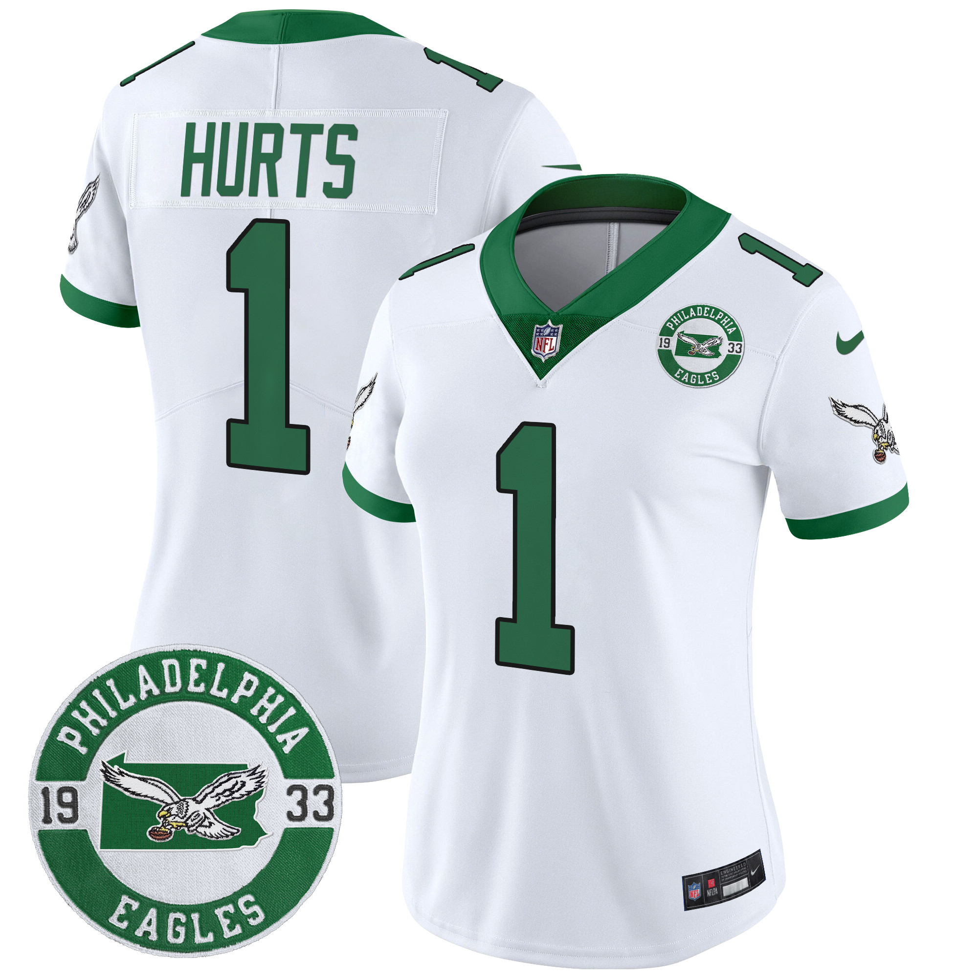 Women's Philadelphia Eagles 2024 Throwback Vapor Limited Jersey - Est. 1933 Patch - All Stitched - Image 3