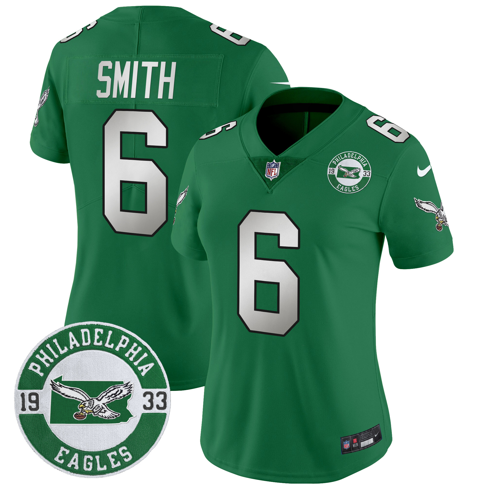 Women's Philadelphia Eagles 2024 Throwback Vapor Limited Jersey - Est. 1933 Patch - All Stitched - Image 29