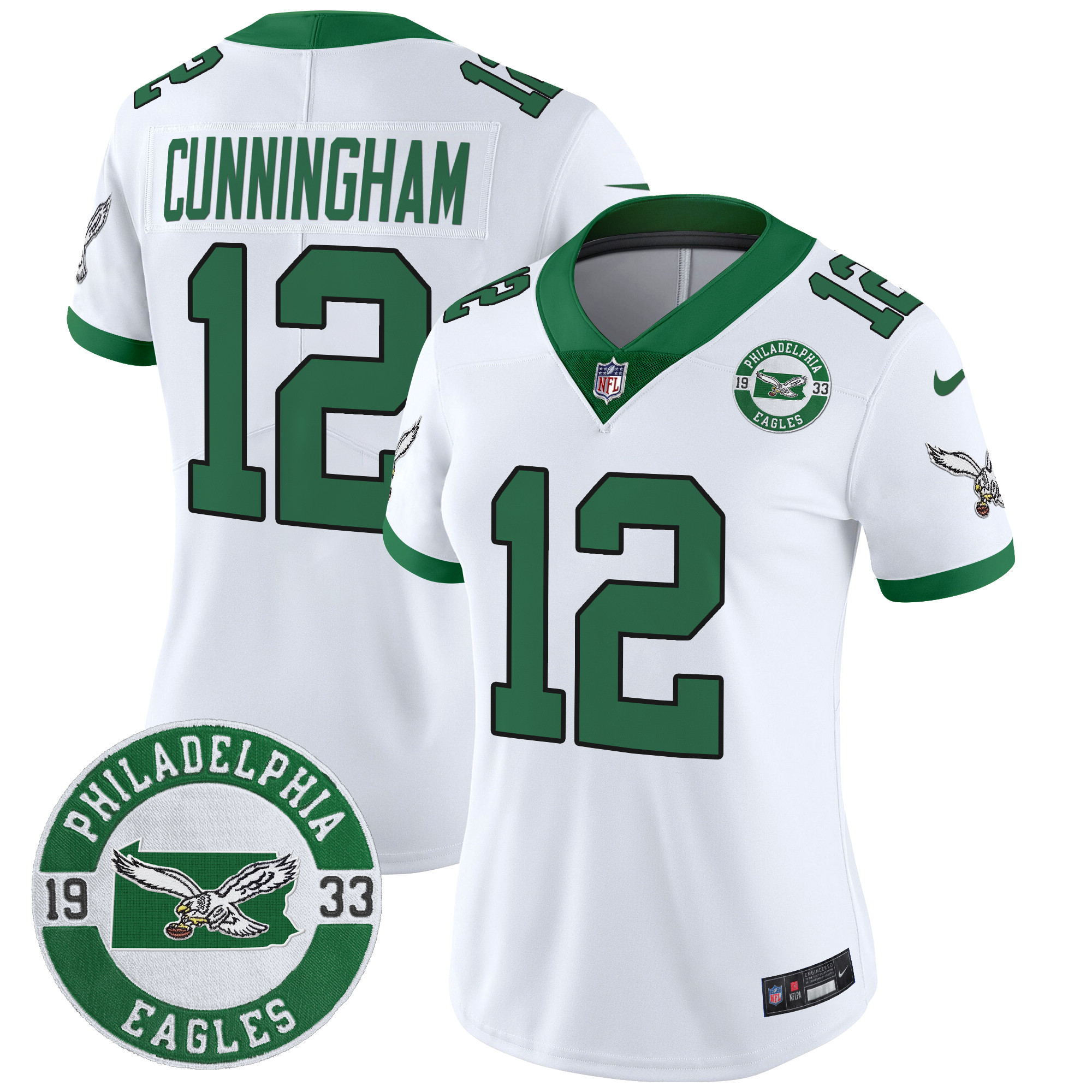 Women's Philadelphia Eagles 2024 Throwback Vapor Limited Jersey - Est. 1933 Patch - All Stitched - Image 6