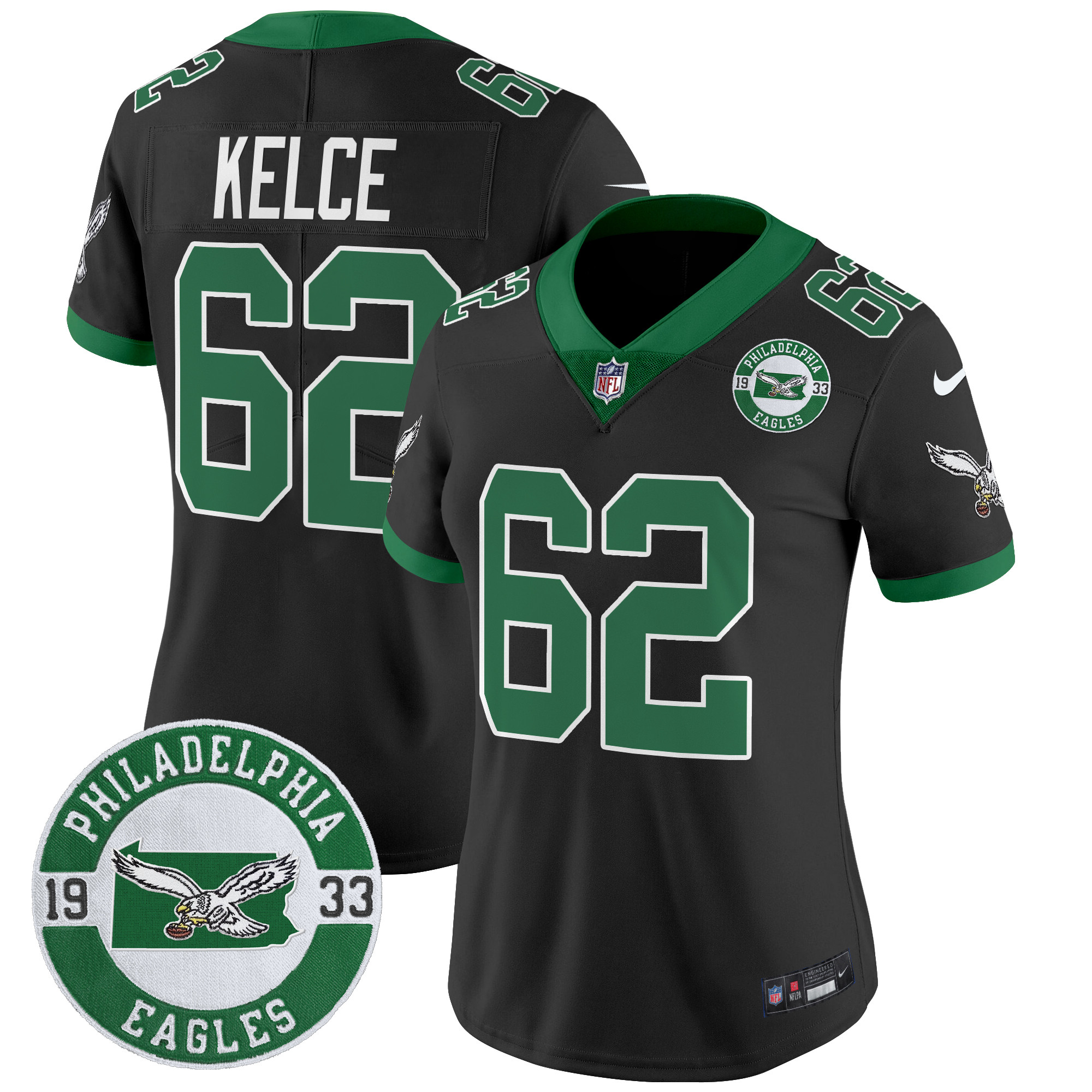 Women's Philadelphia Eagles 2024 Throwback Vapor Limited Jersey - Est. 1933 Patch - All Stitched - Image 36