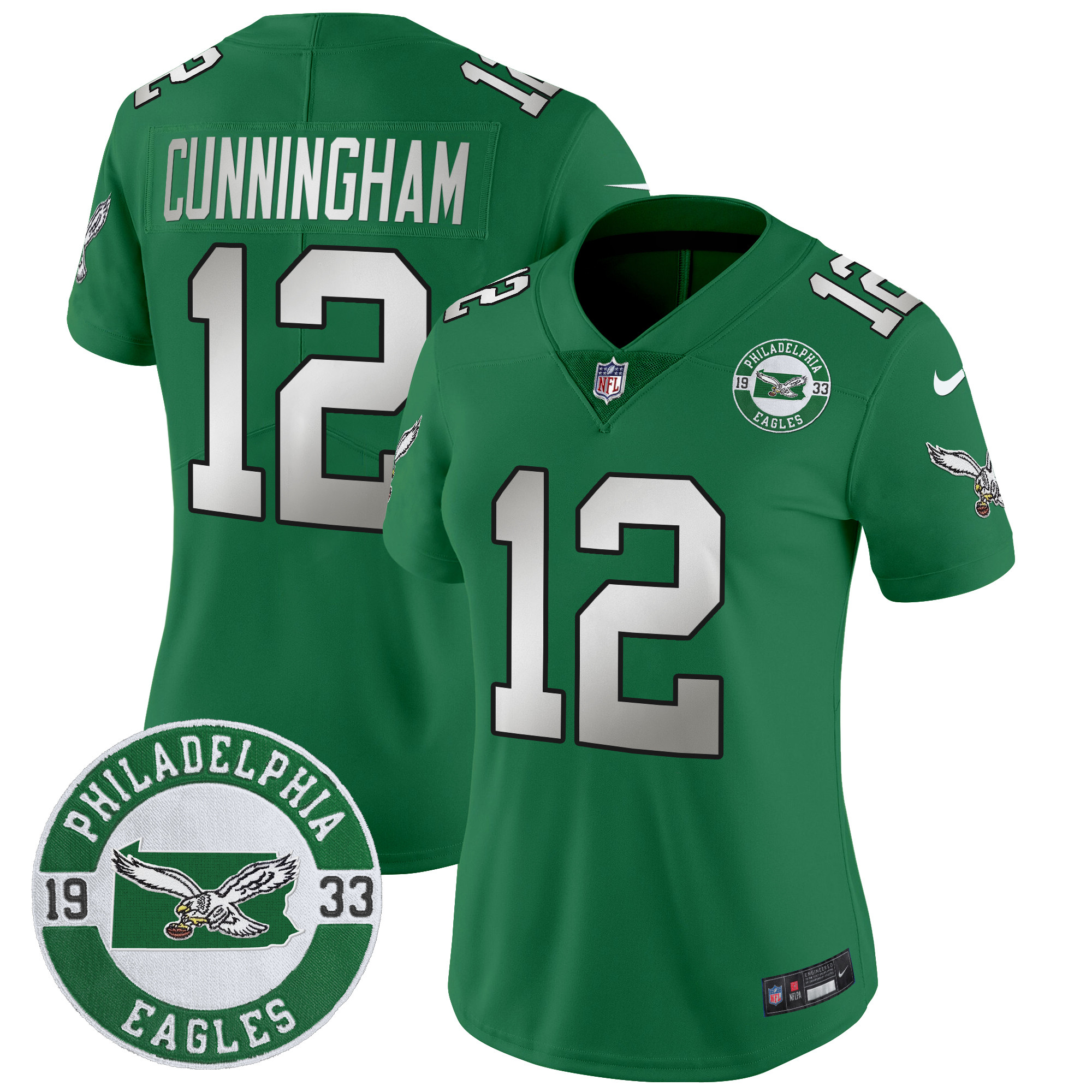 Women's Philadelphia Eagles 2024 Throwback Vapor Limited Jersey - Est. 1933 Patch - All Stitched - Image 30
