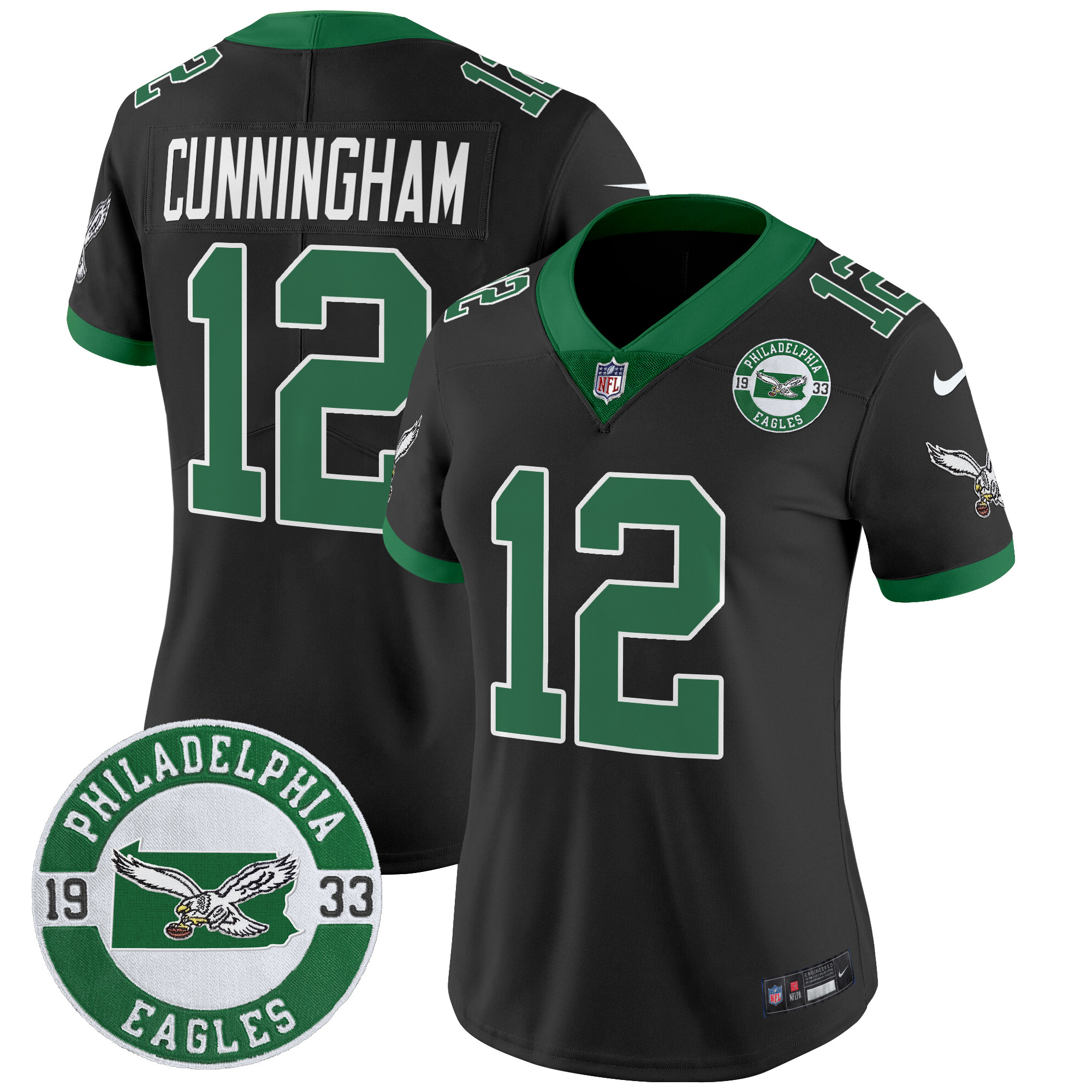 Women's Philadelphia Eagles 2024 Throwback Vapor Limited Jersey - Est. 1933 Patch - All Stitched - Image 38