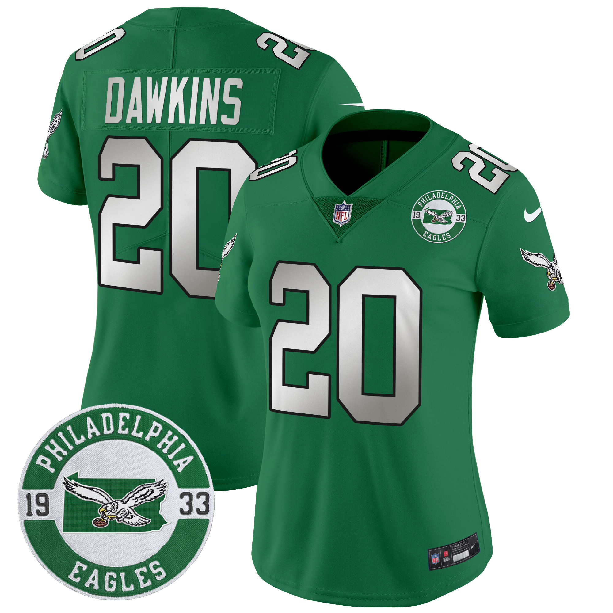 Women's Philadelphia Eagles 2024 Throwback Vapor Limited Jersey - Est. 1933 Patch - All Stitched - Image 32