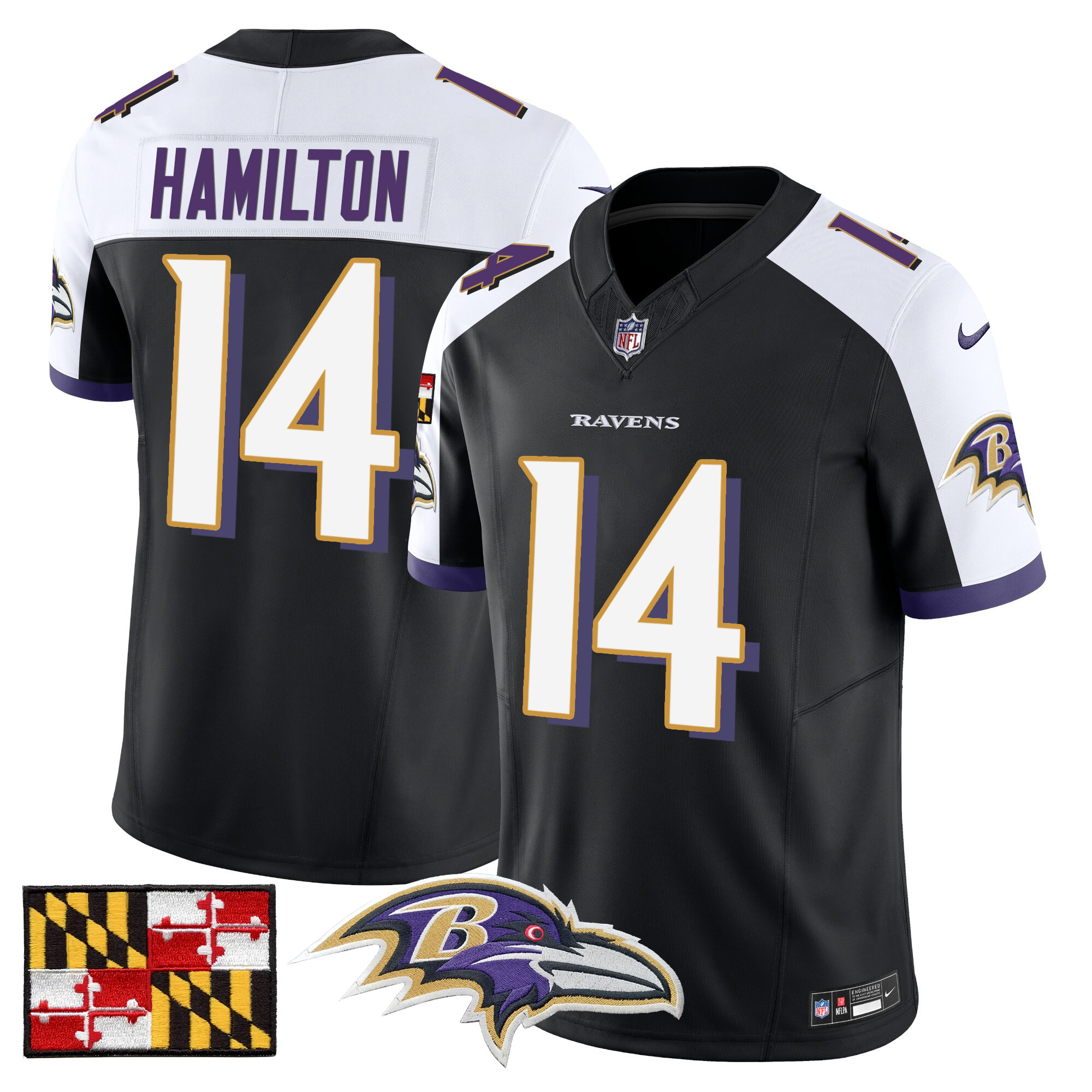 Men's Baltimore Ravens 2024 Maryland Flag Vapor Limited Jersey - All Stitched - Image 4