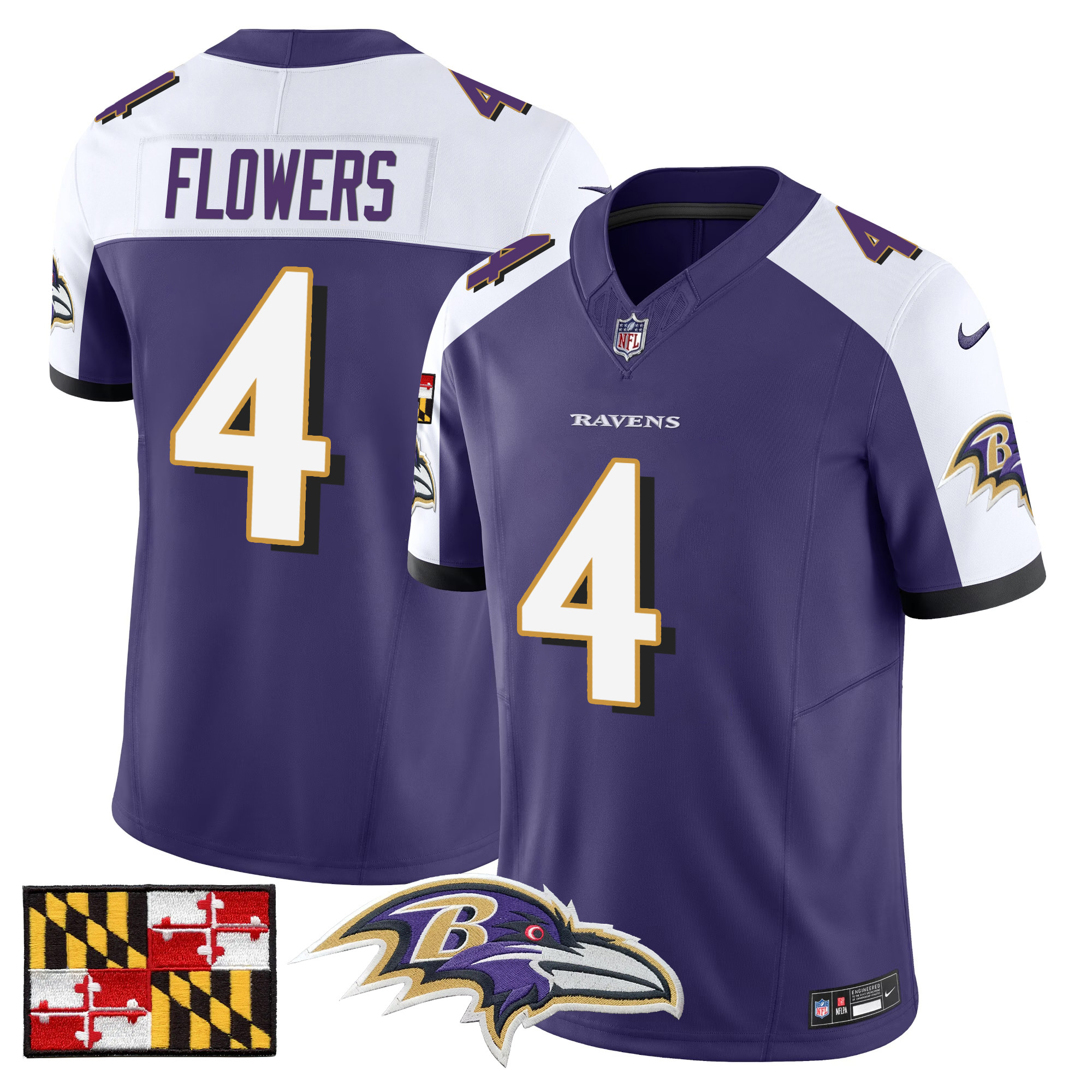 Men's Baltimore Ravens 2024 Maryland Flag Vapor Limited Jersey - All Stitched - Image 17