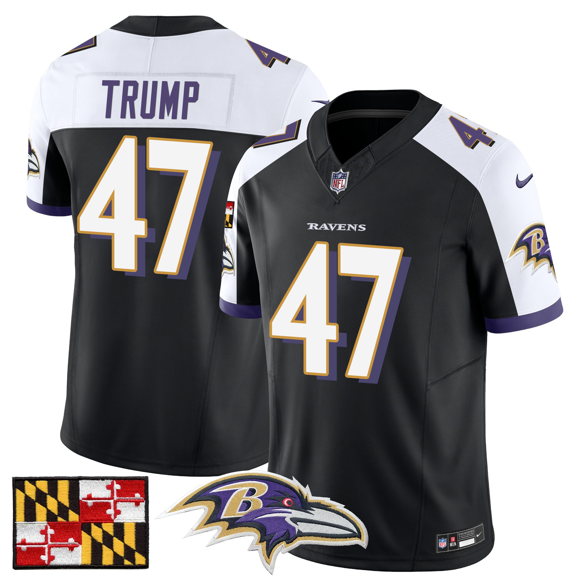 Men's Baltimore Ravens 2024 Maryland Flag Vapor Limited Jersey - All Stitched - Image 10