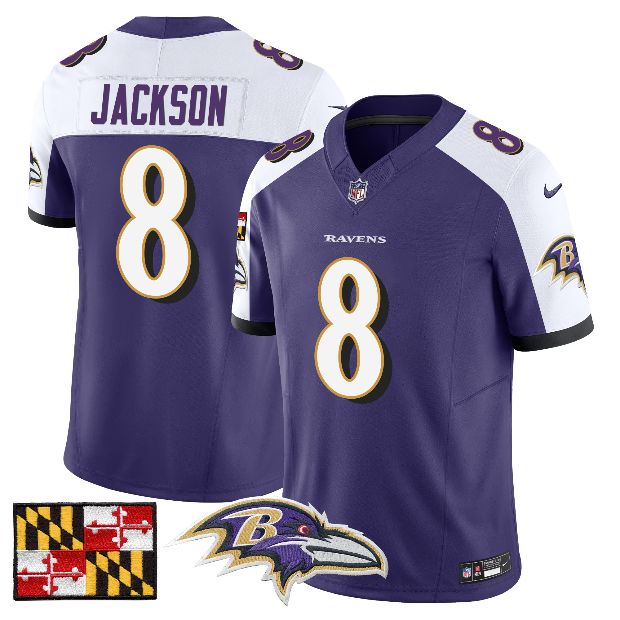 Men's Baltimore Ravens 2024 Maryland Flag Vapor Limited Jersey - All Stitched - Image 12