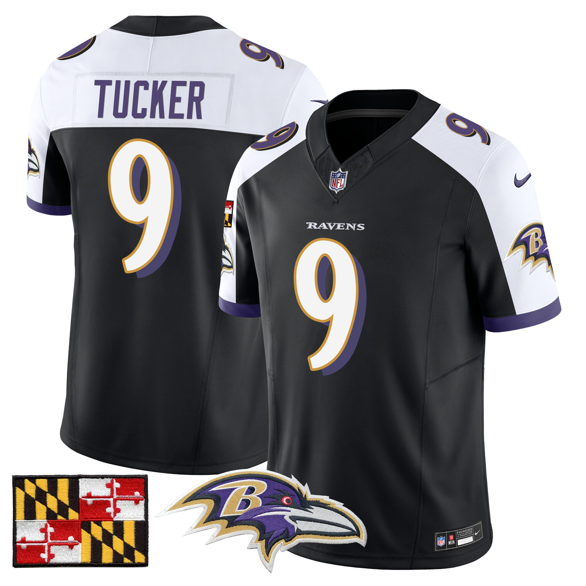 Men's Baltimore Ravens 2024 Maryland Flag Vapor Limited Jersey - All Stitched - Image 3