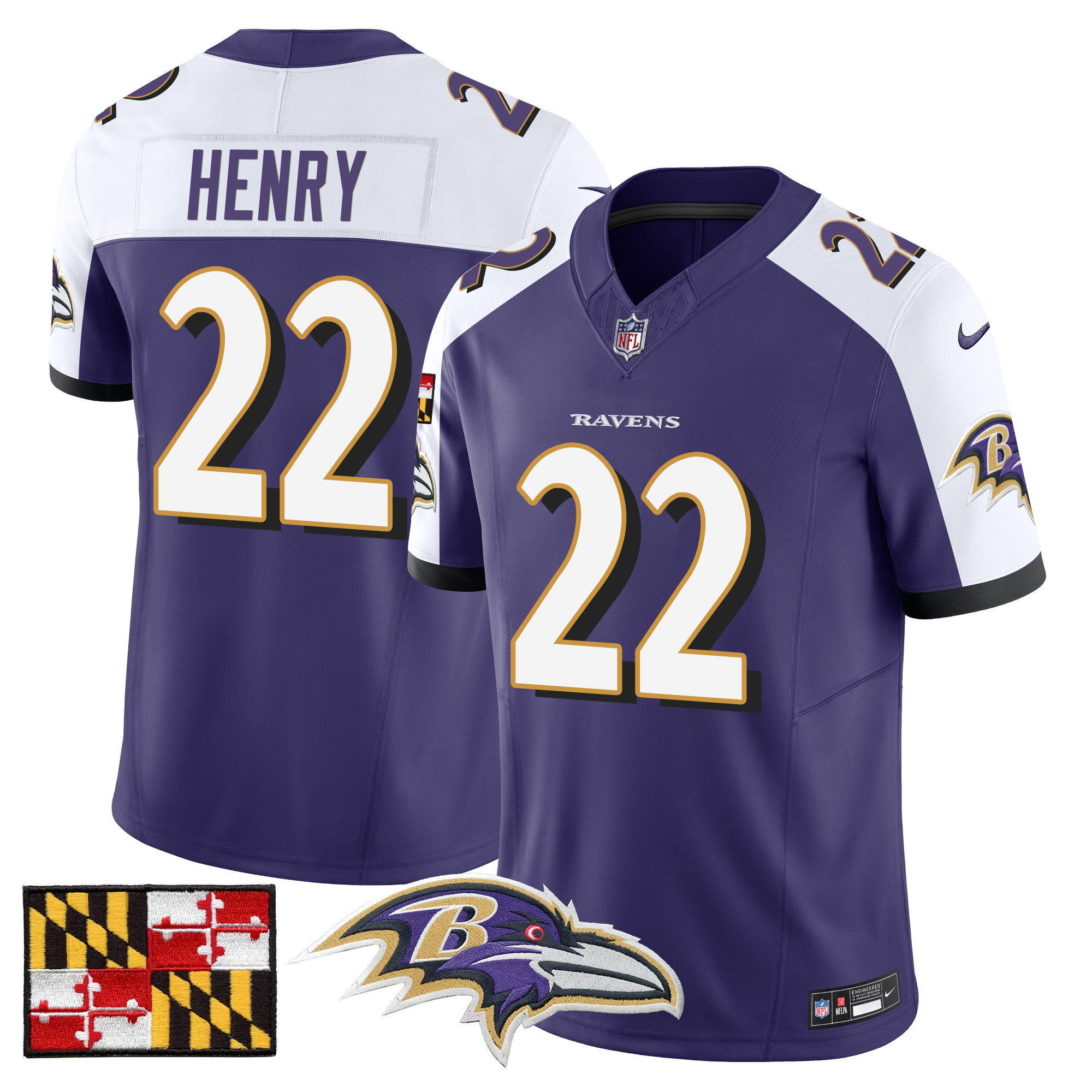 Men's Baltimore Ravens 2024 Maryland Flag Vapor Limited Jersey - All Stitched - Image 11